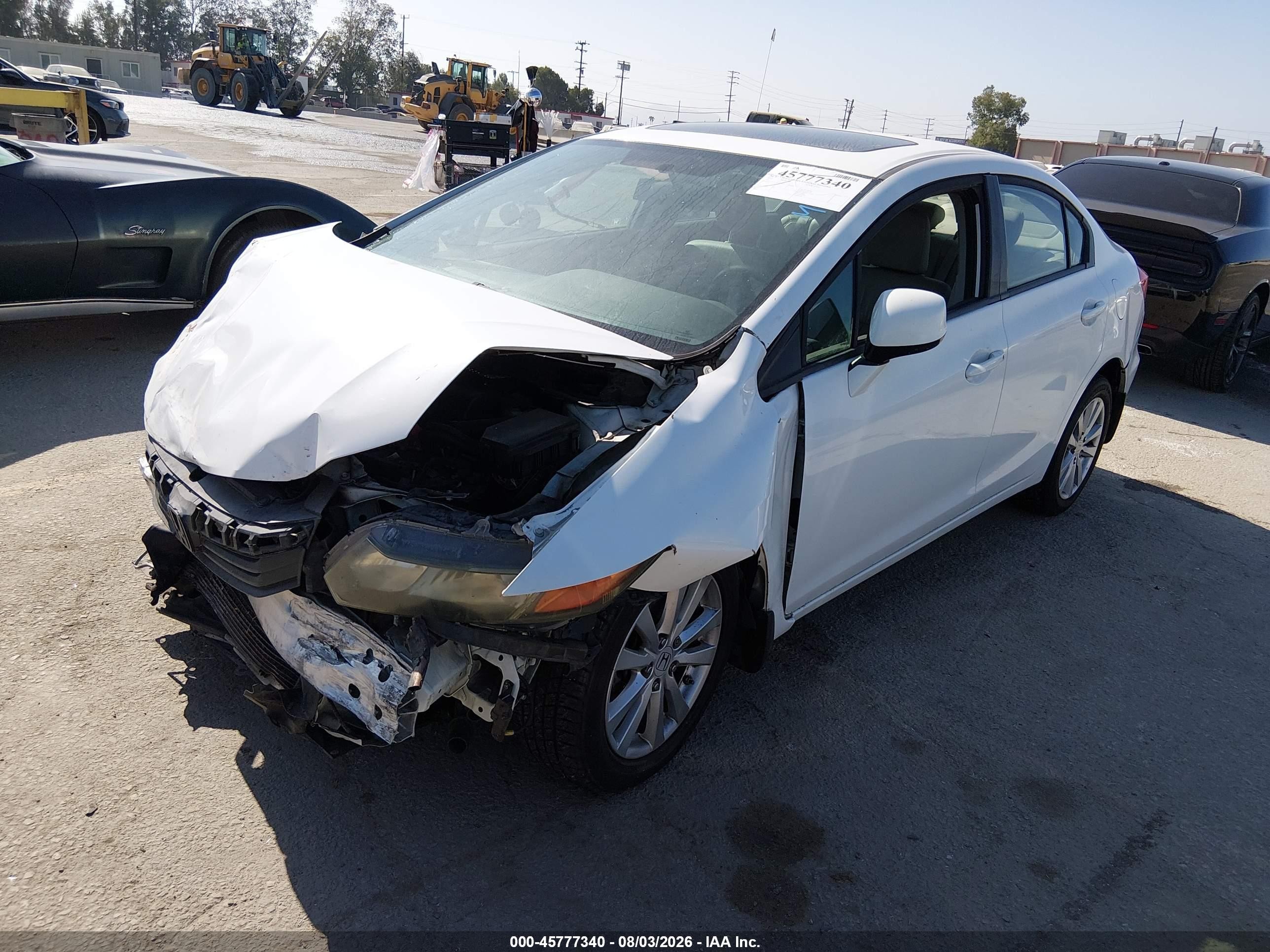 2012 Honda Civic Ex-l White vin: 19XFB2F99CE337798