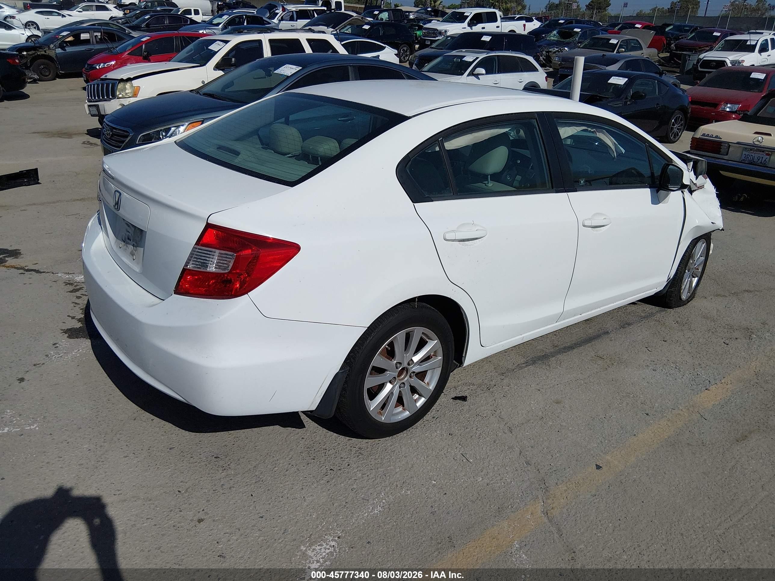 2012 Honda Civic Ex-l White vin: 19XFB2F99CE337798