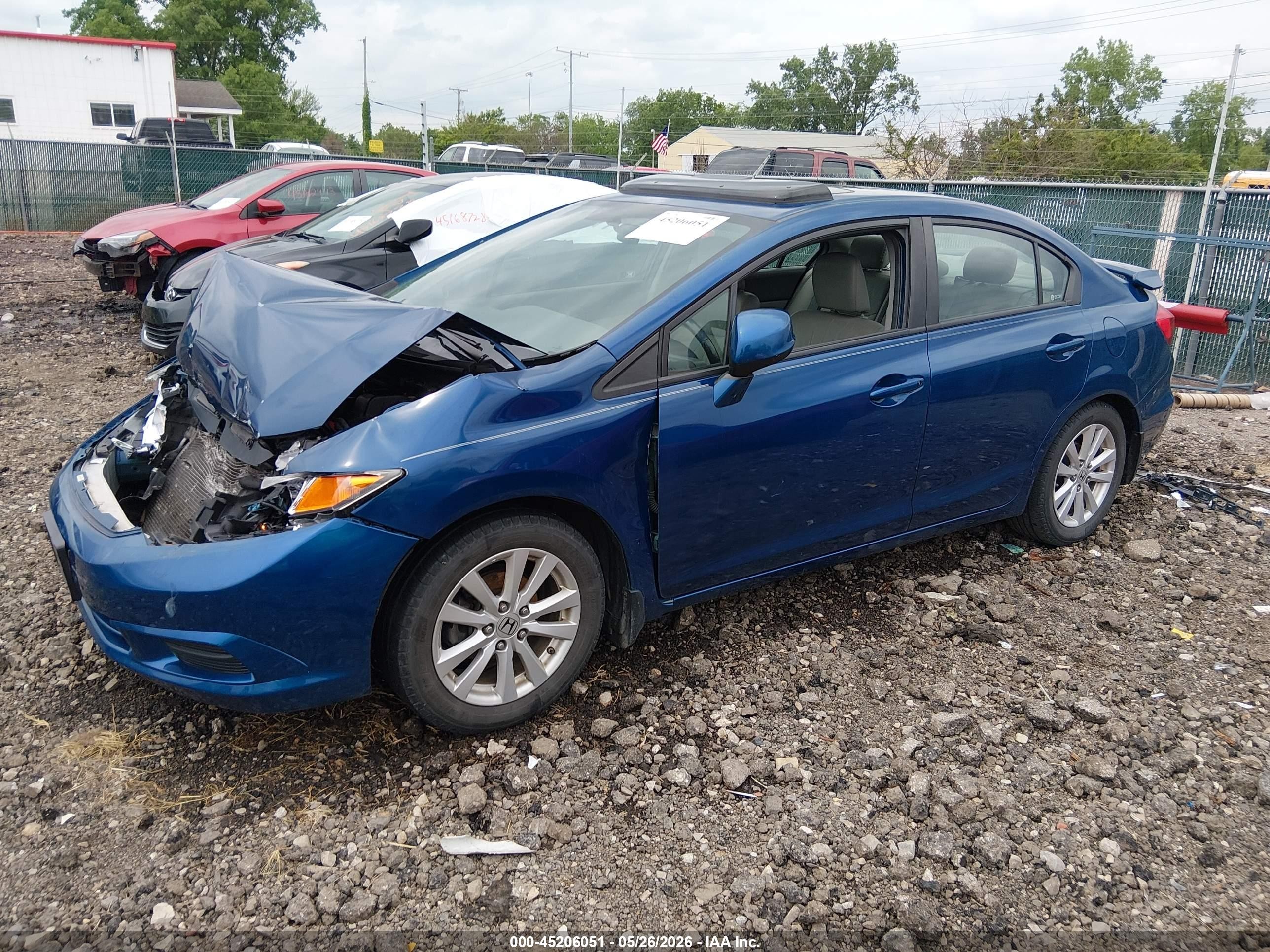 2012 Honda Civic Ex-l Blue vin: 19XFB2F9XCE023058