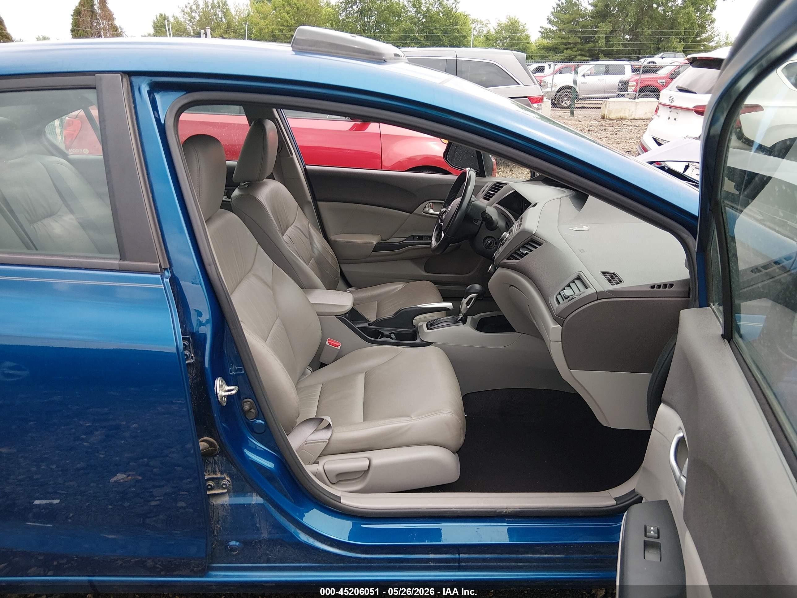 2012 Honda Civic Ex-l Blue vin: 19XFB2F9XCE023058
