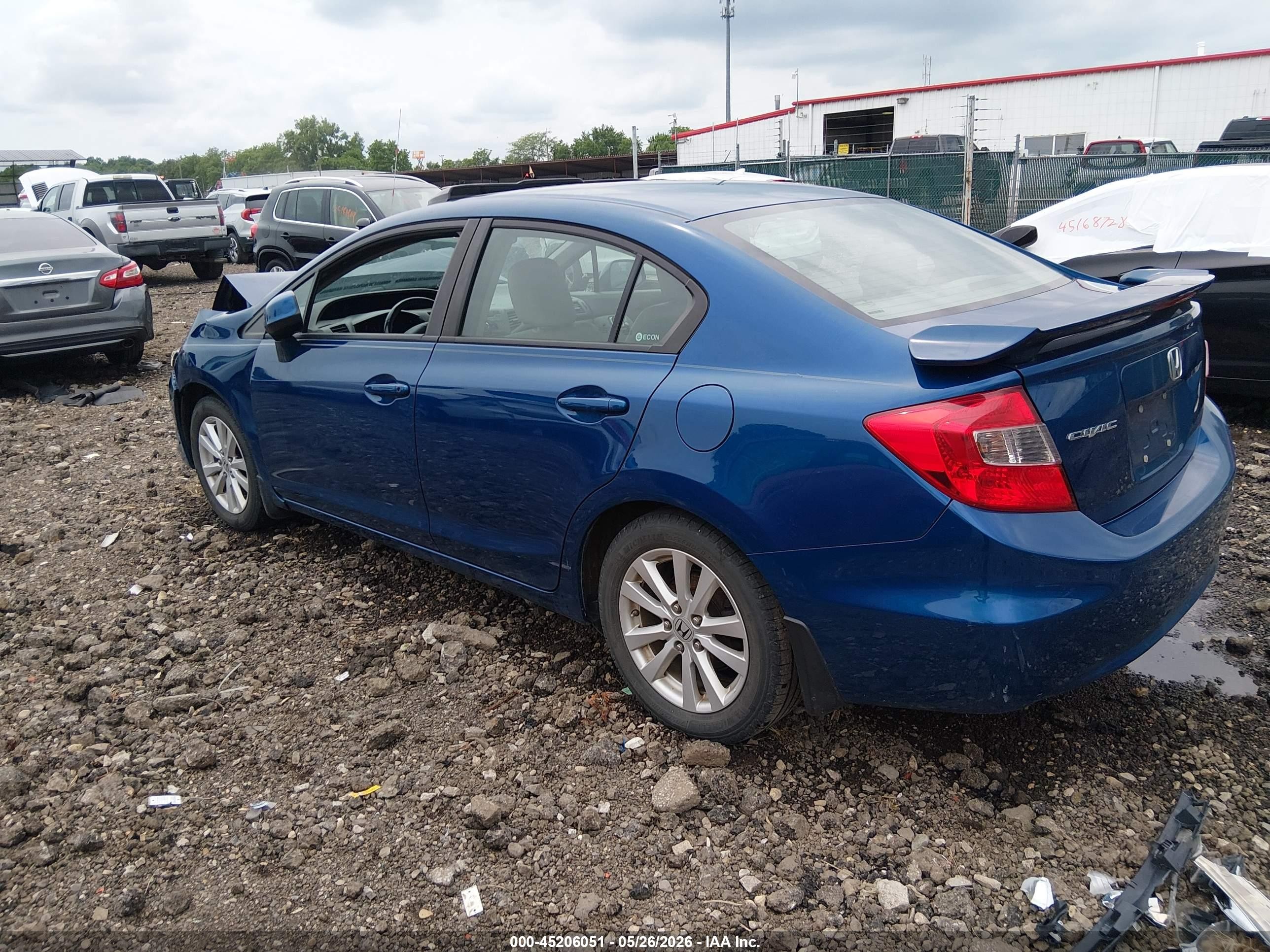 2012 Honda Civic Ex-l Blue vin: 19XFB2F9XCE023058