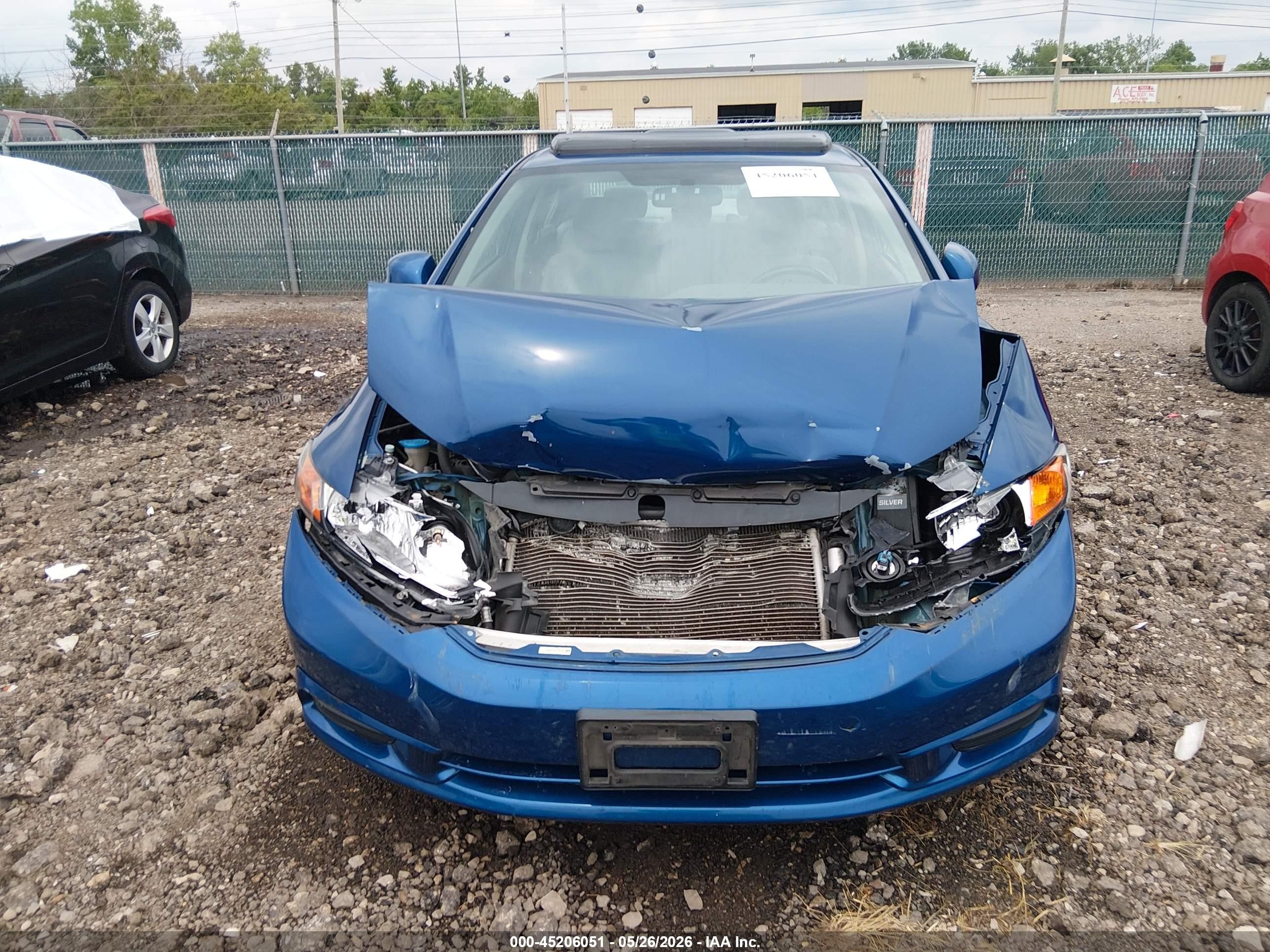 2012 Honda Civic Ex-l Blue vin: 19XFB2F9XCE023058