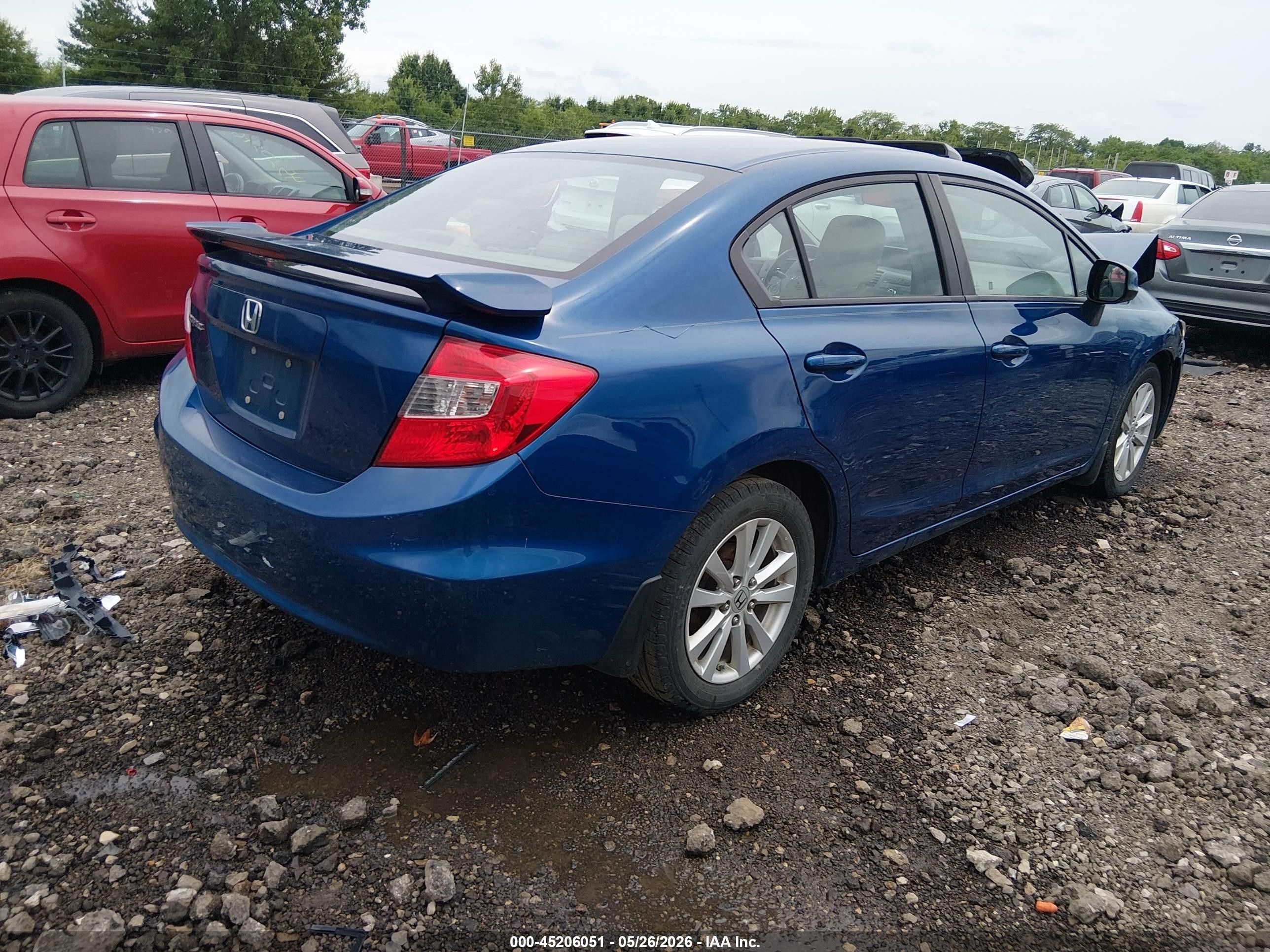 2012 Honda Civic Ex-l Blue vin: 19XFB2F9XCE023058