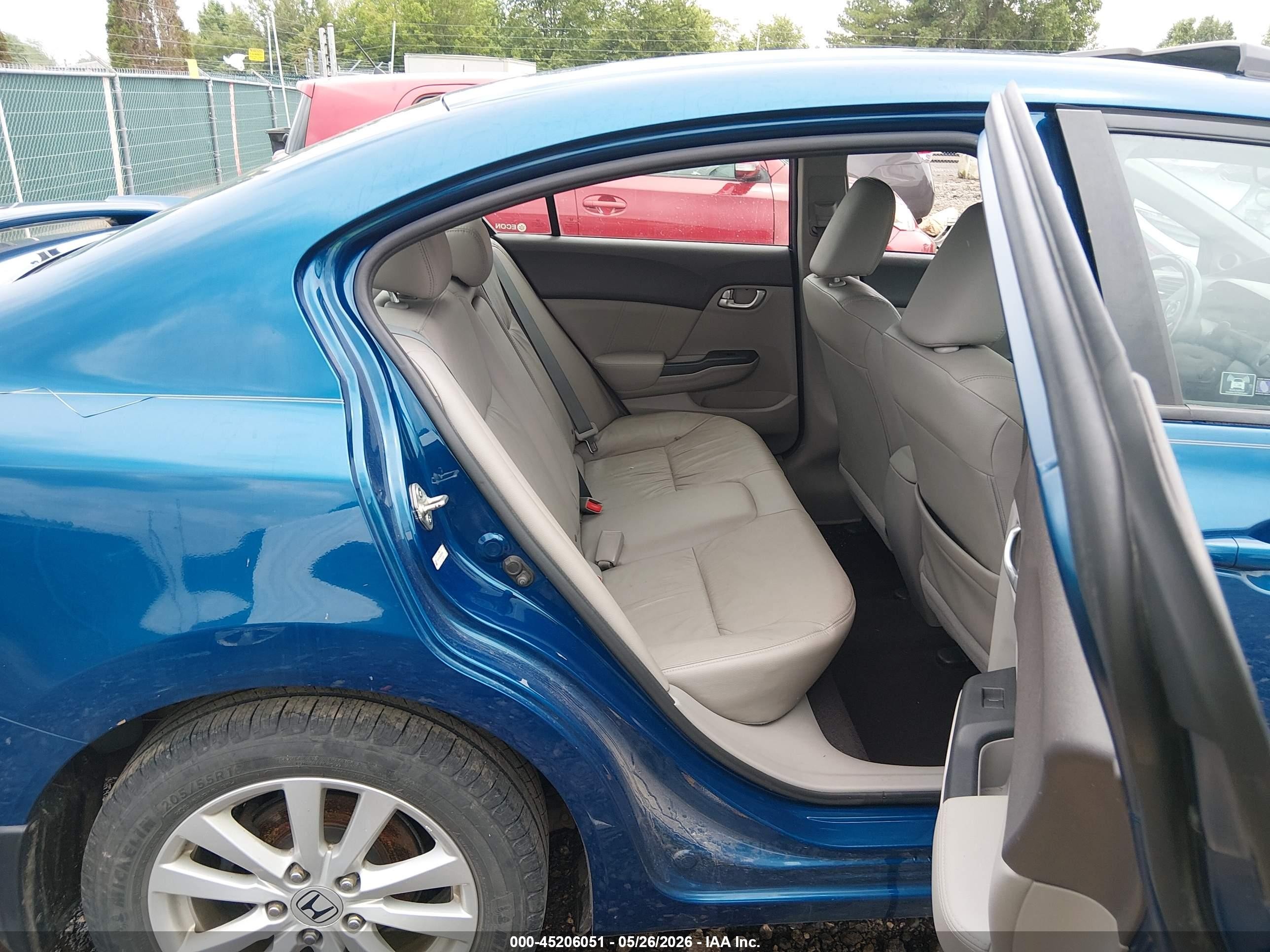 2012 Honda Civic Ex-l Blue vin: 19XFB2F9XCE023058