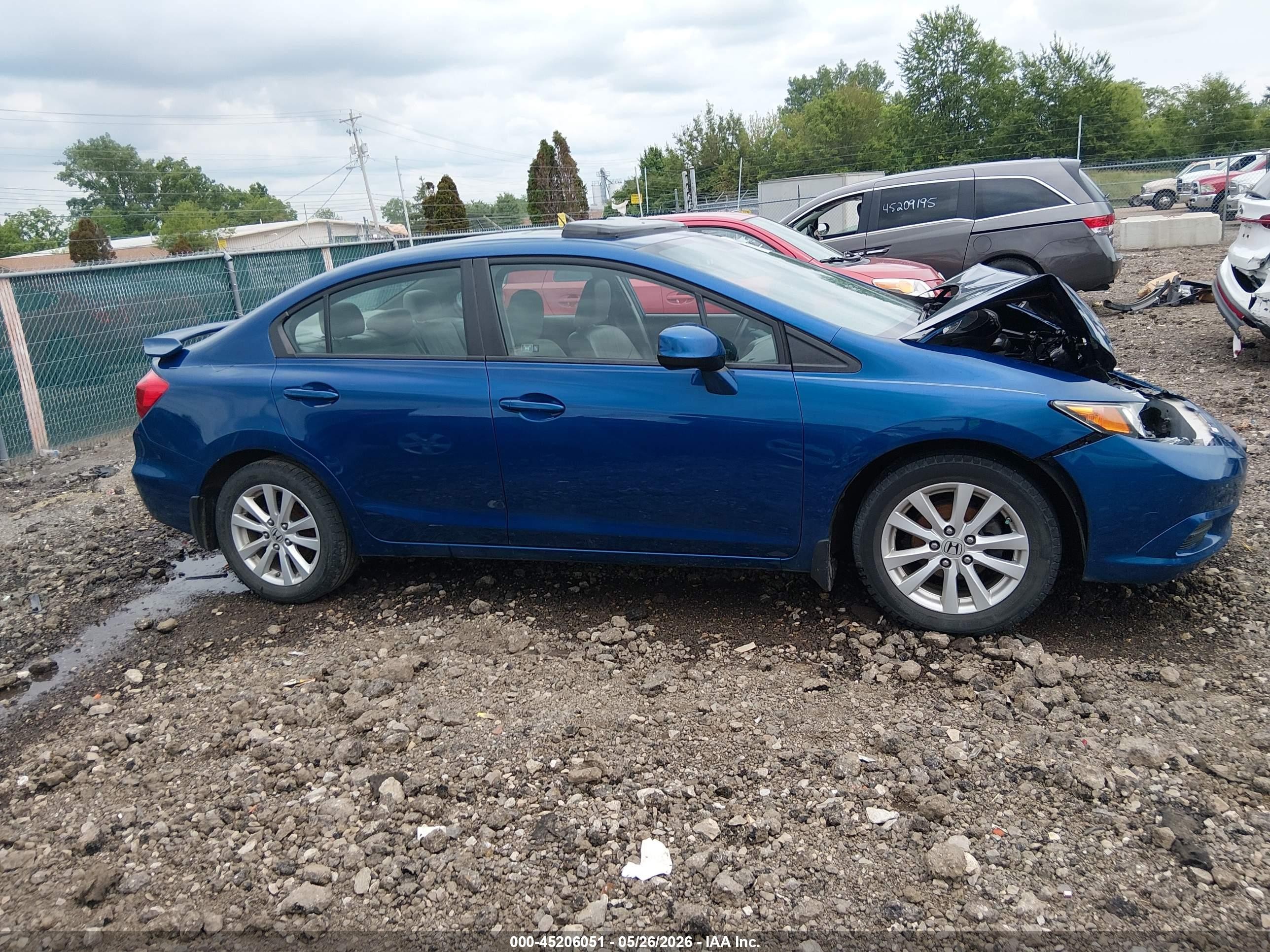 2012 Honda Civic Ex-l Blue vin: 19XFB2F9XCE023058