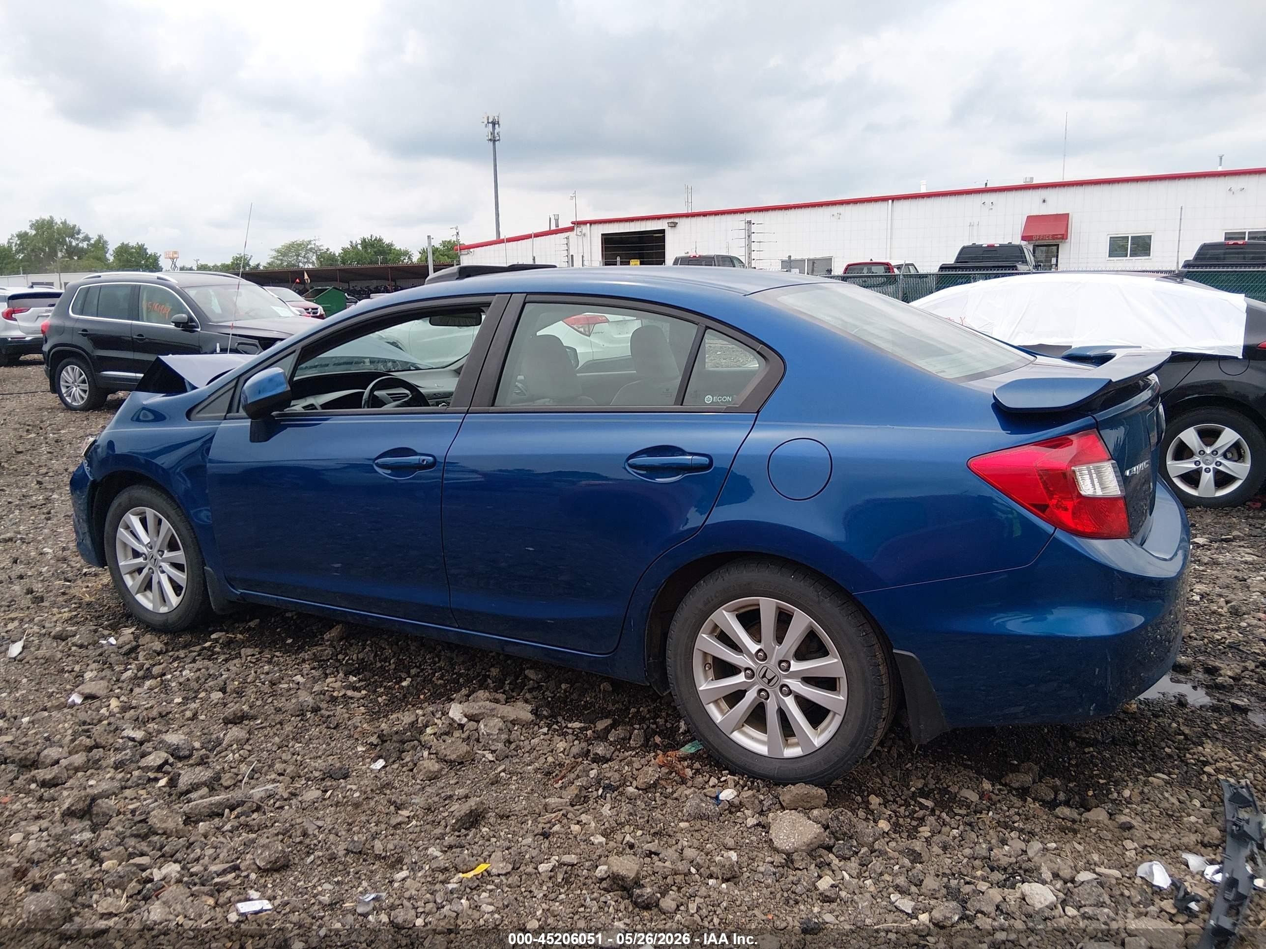 2012 Honda Civic Ex-l Blue vin: 19XFB2F9XCE023058