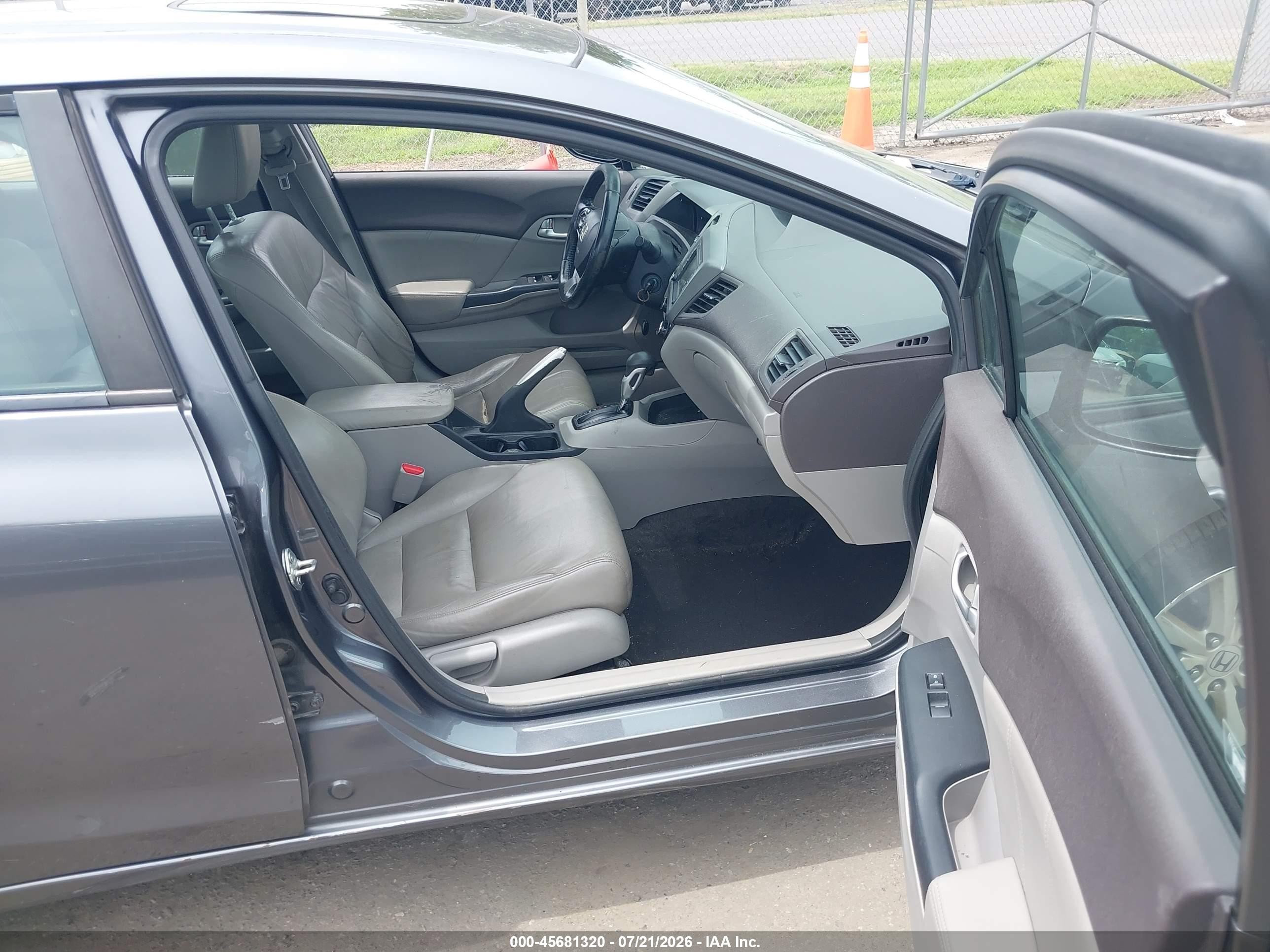 2012 Honda Civic Ex-l Gray vin: 19XFB2F9XCE328320