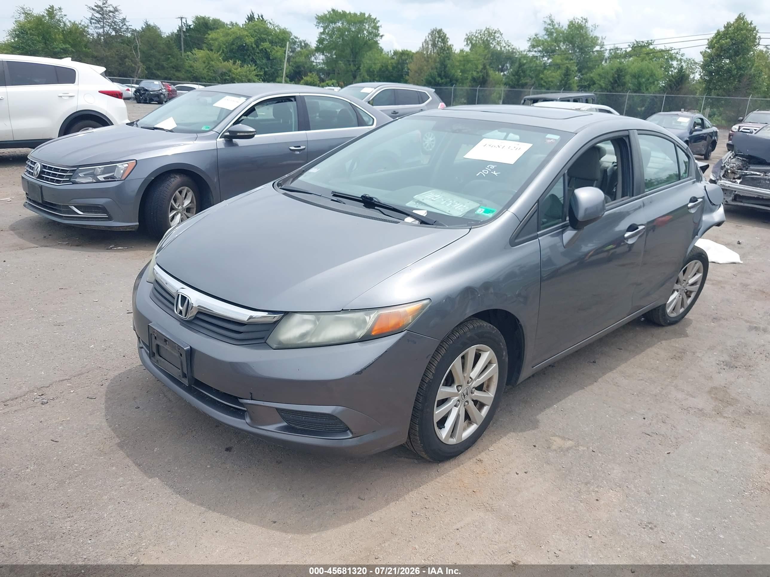 2012 Honda Civic Ex-l Gray vin: 19XFB2F9XCE328320