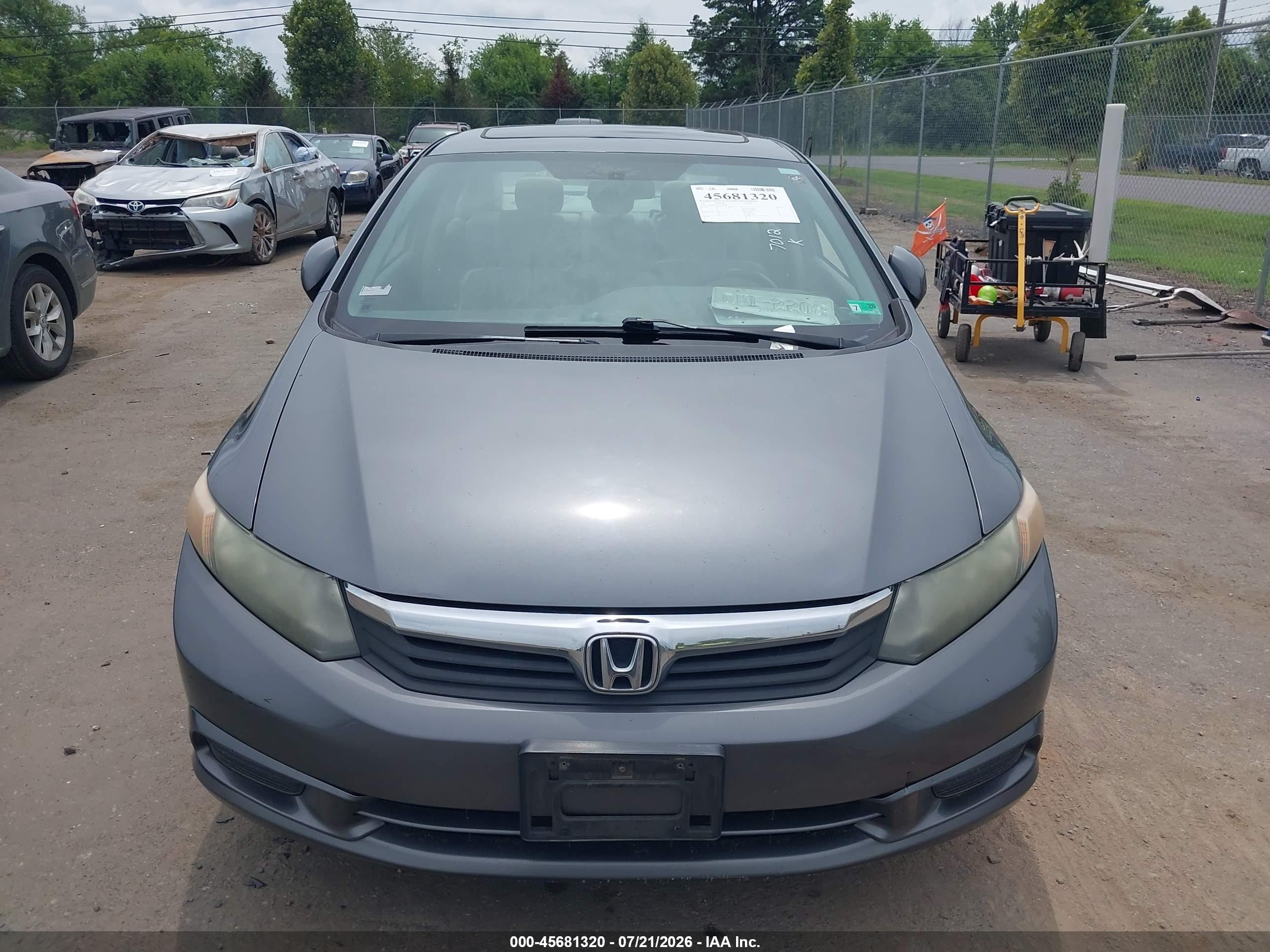 2012 Honda Civic Ex-l Gray vin: 19XFB2F9XCE328320