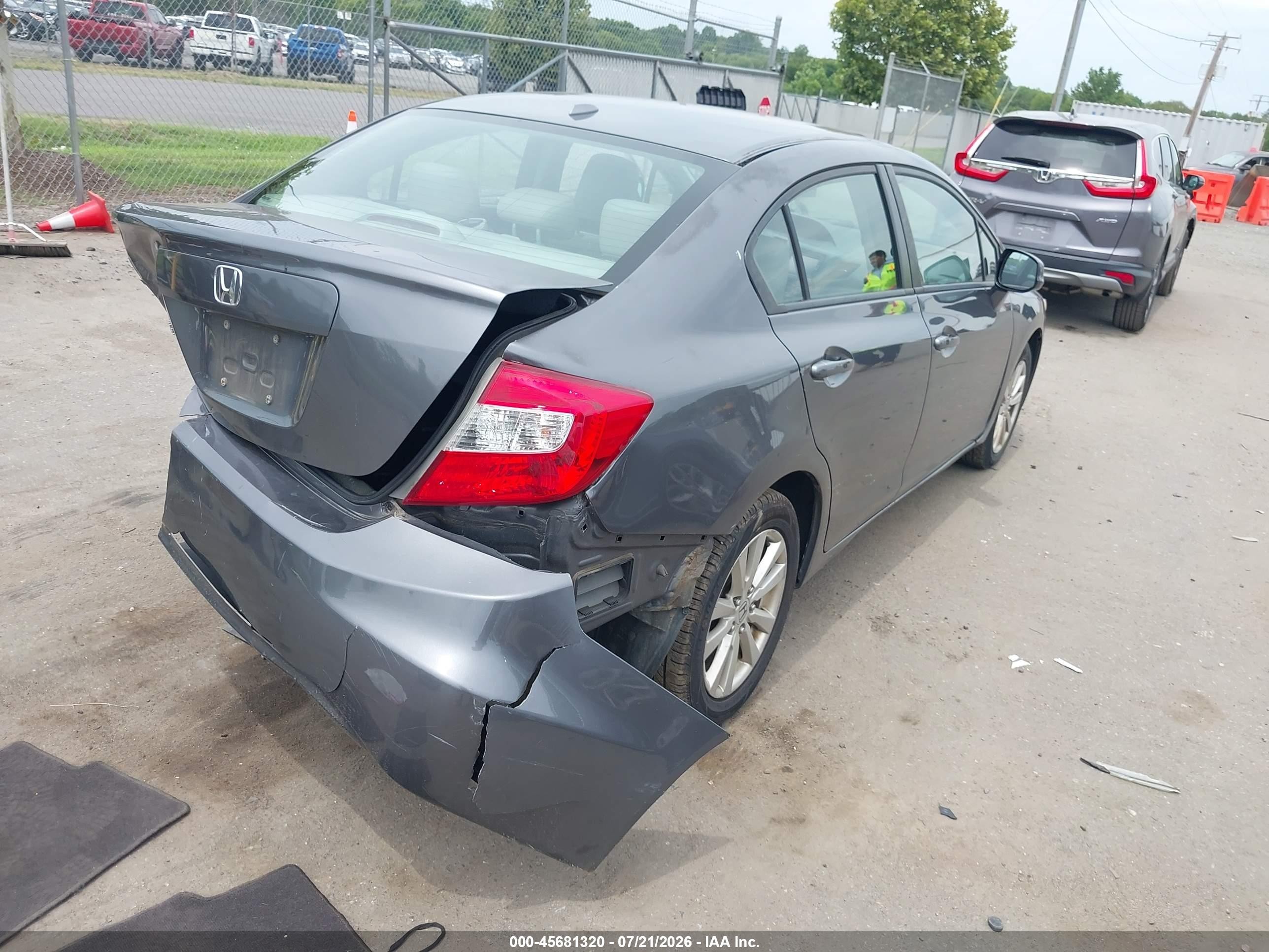 2012 Honda Civic Ex-l Gray vin: 19XFB2F9XCE328320