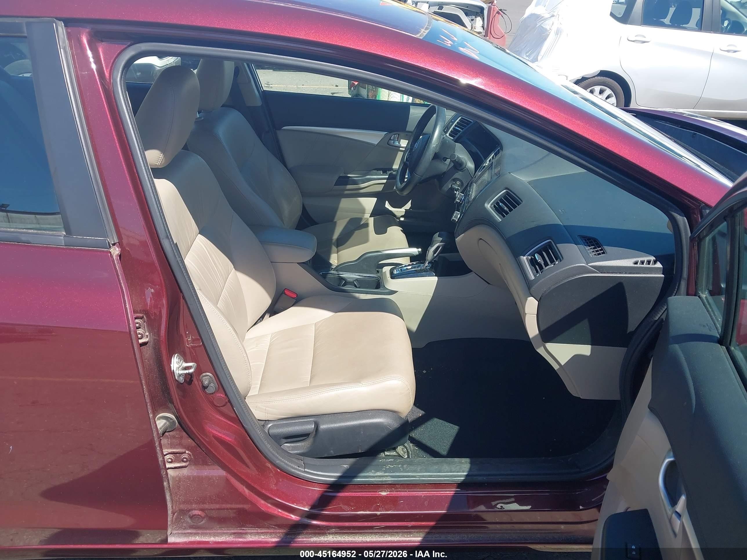 2013 Honda Civic Ex-l Burgundy vin: 19XFB2F9XDE265110