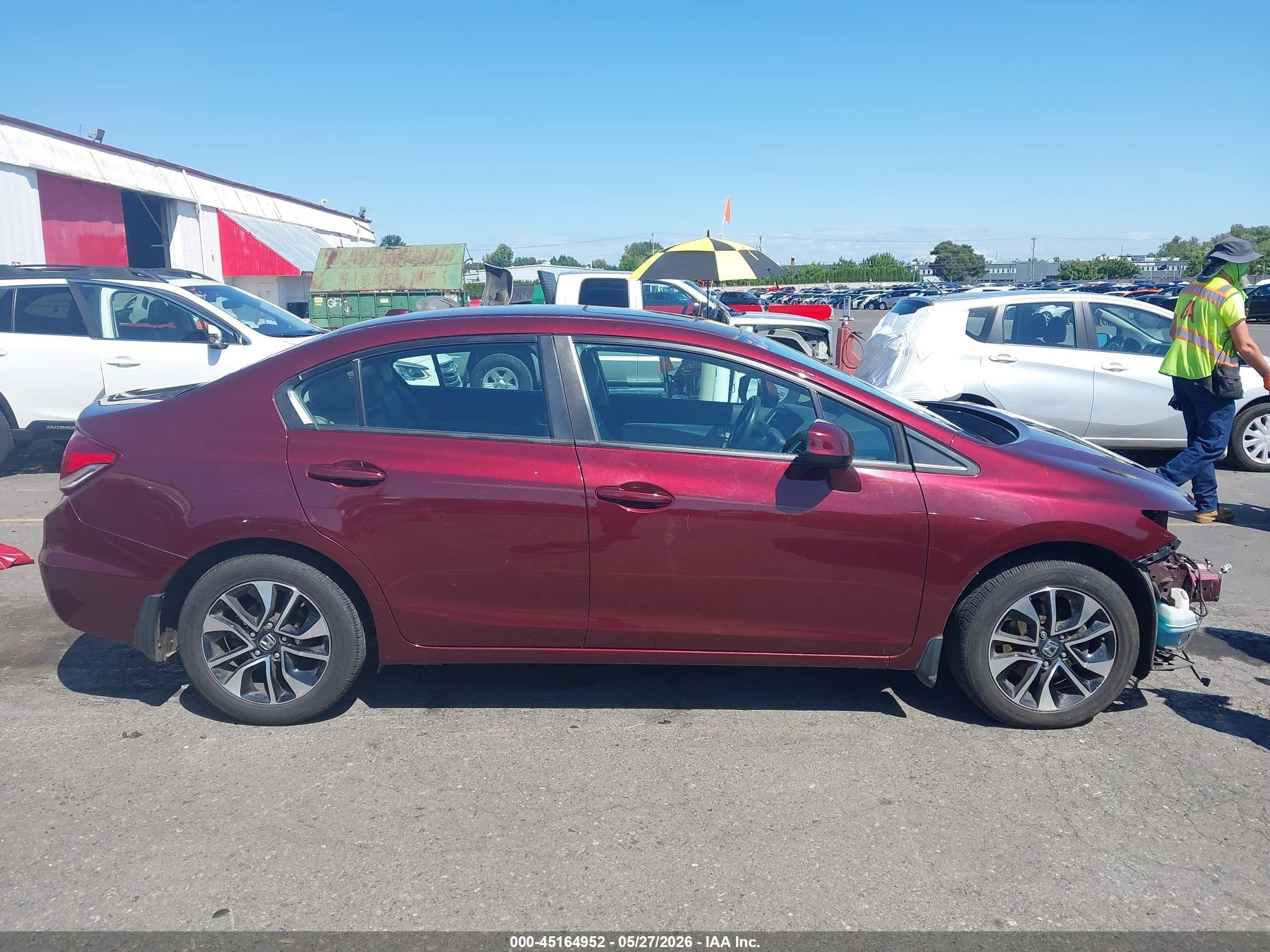 2013 Honda Civic Ex-l Burgundy vin: 19XFB2F9XDE265110