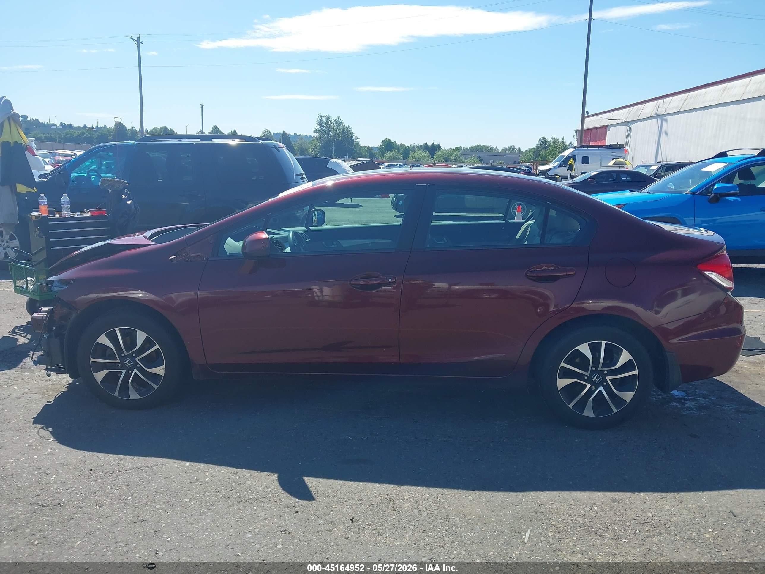 2013 Honda Civic Ex-l Burgundy vin: 19XFB2F9XDE265110