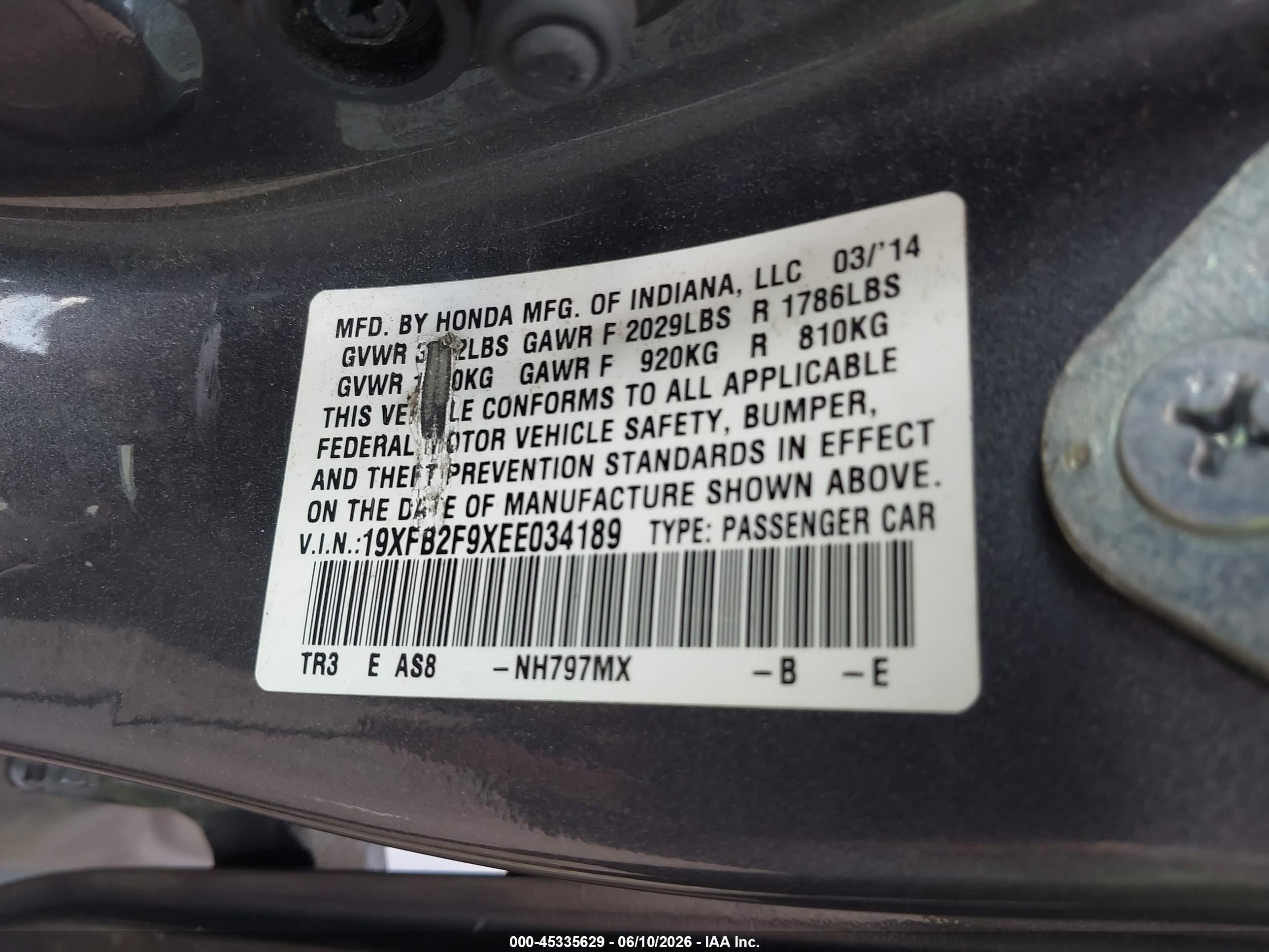 2014 Honda Civic Ex-l Gray vin: 19XFB2F9XEE034189