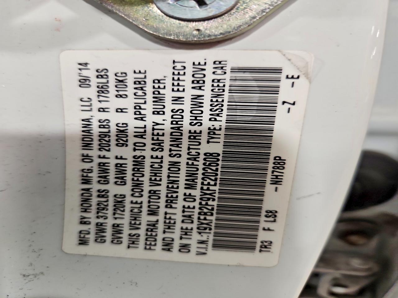 2015 Honda Civic Exl White vin: 19XFB2F9XFE202608