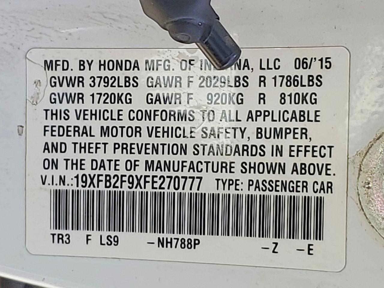 2015 Honda Civic Exl Белый vin: 19XFB2F9XFE270777