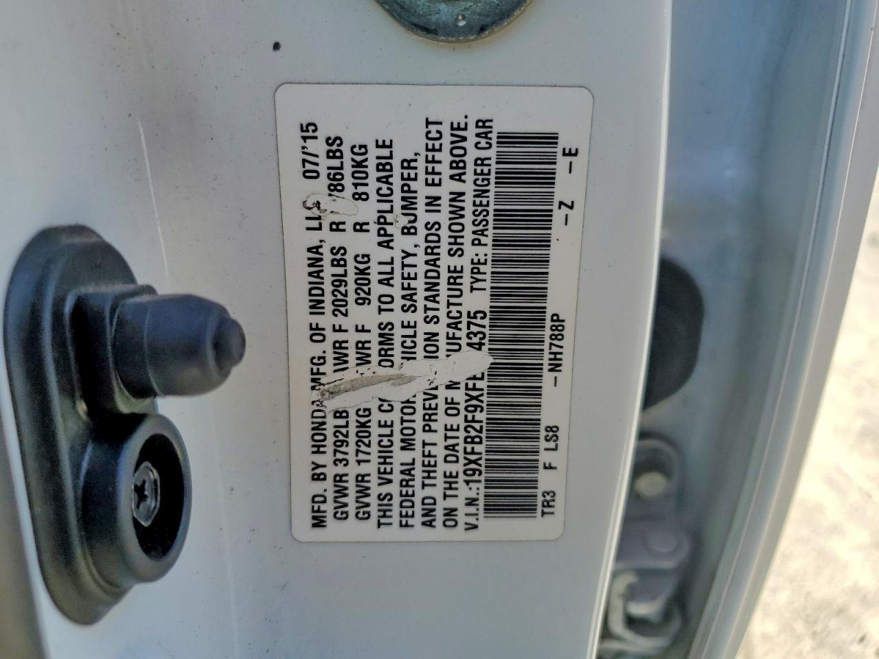 2015 Honda Civic Exl White vin: 19XFB2F9XFE274375