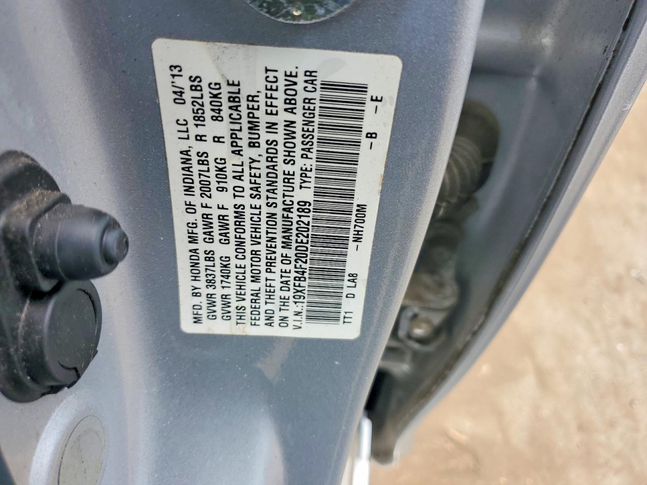 2013 Honda Civic Hybrid Gray vin: 19XFB4F20DE202189