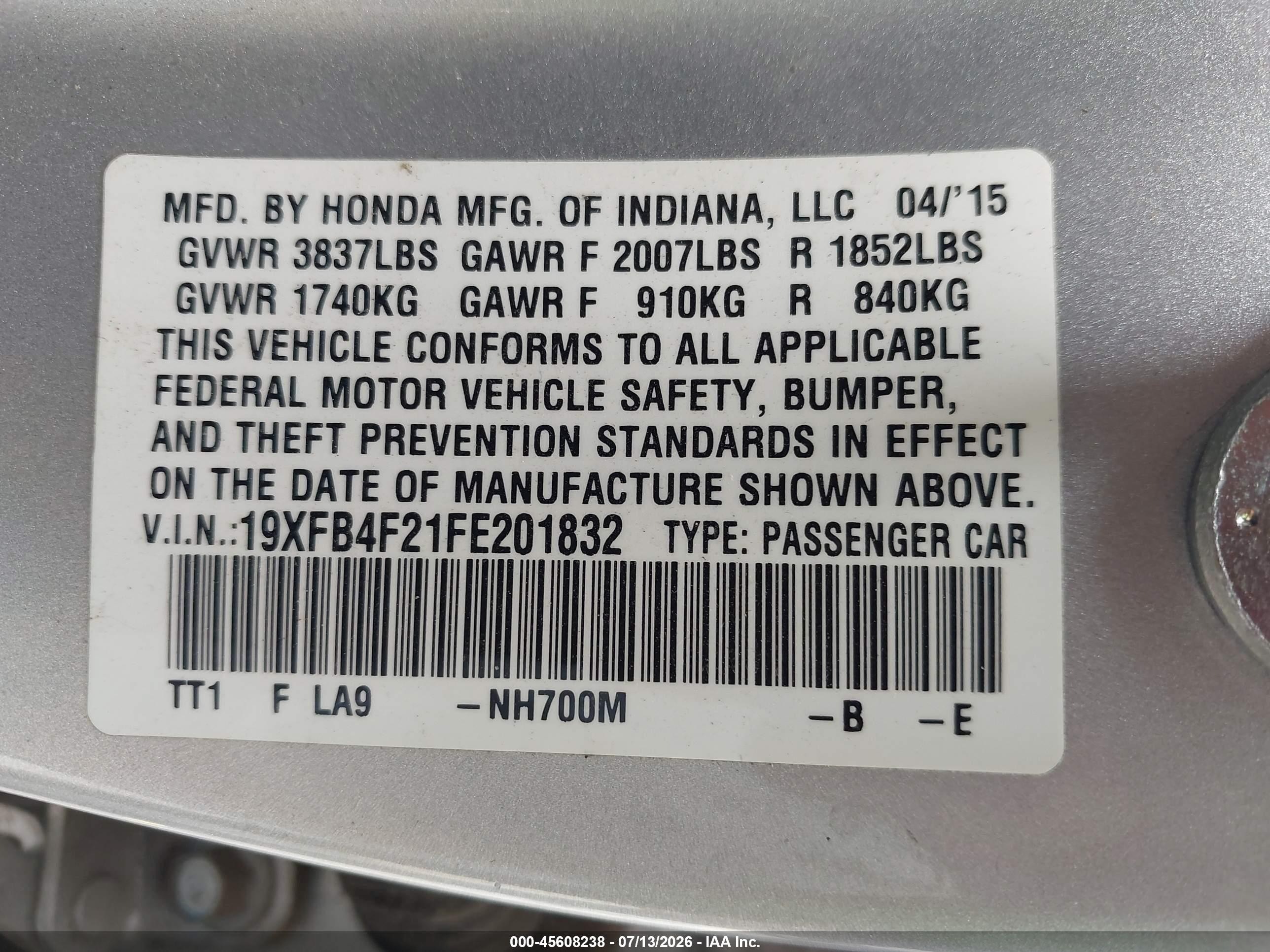 2015 Honda Civic Hybrid   Silver vin: 19XFB4F21FE201832