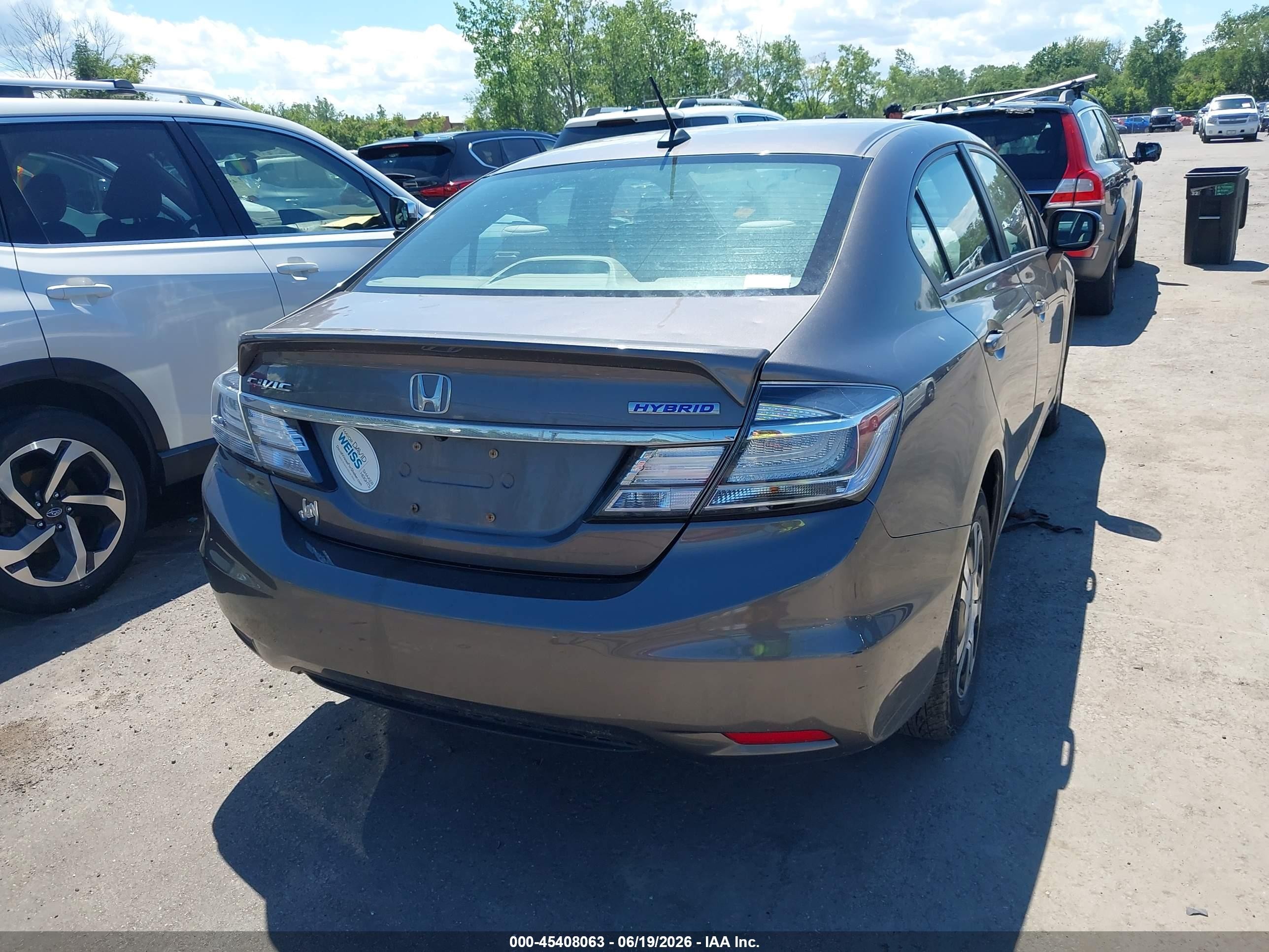 2013 Honda Civic Hybrid Gray vin: 19XFB4F27DE002104