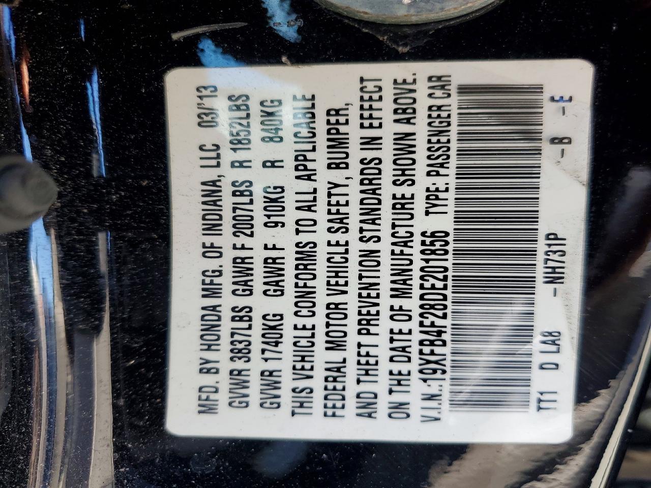2013 Honda Civic Hybrid Black vin: 19XFB4F28DE201856