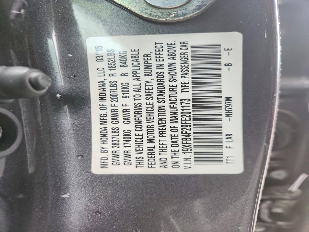 2015 Honda Civic Hybrid Black vin: 19XFB4F29FE201173