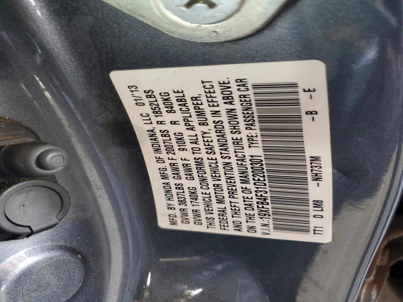 2013 Honda Civic Hybrid L Gray vin: 19XFB4F31DE200301