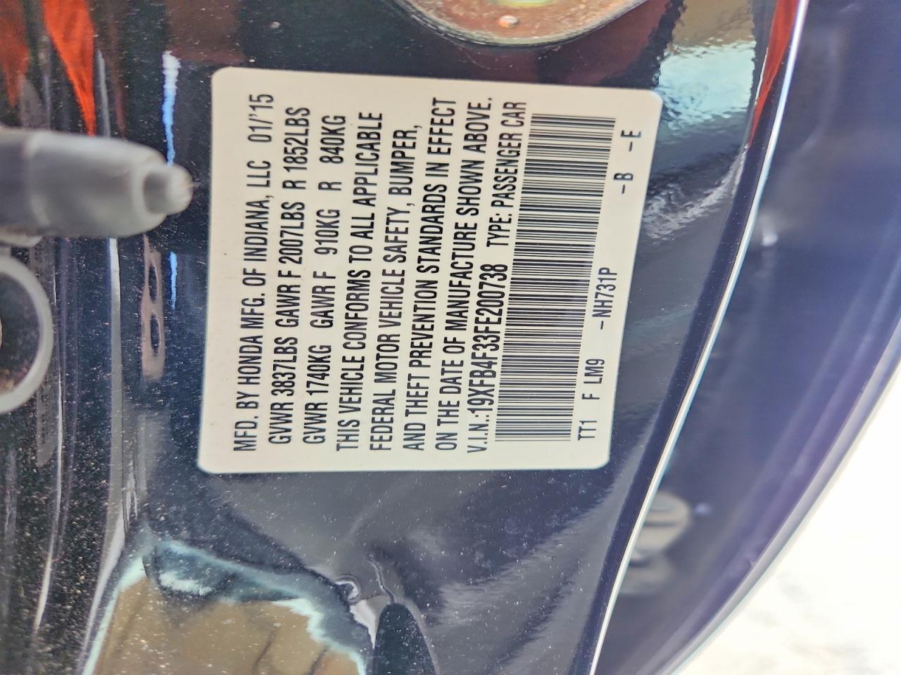 2015 Honda Civic Hybrid L Black vin: 19XFB4F33FE200738