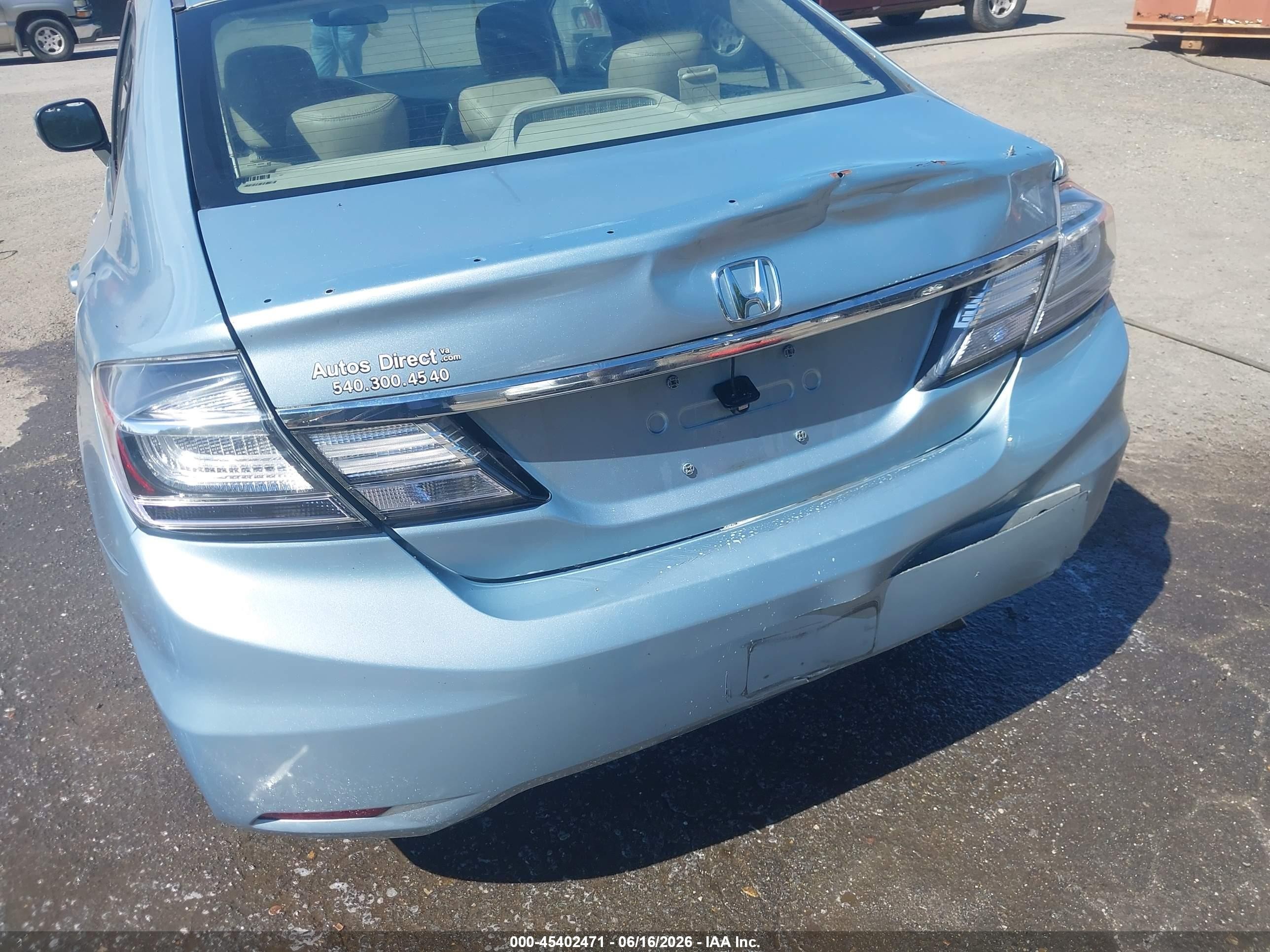 2014 Honda Civic Hybrid   Light Blue vin: 19XFB4F35EE001558