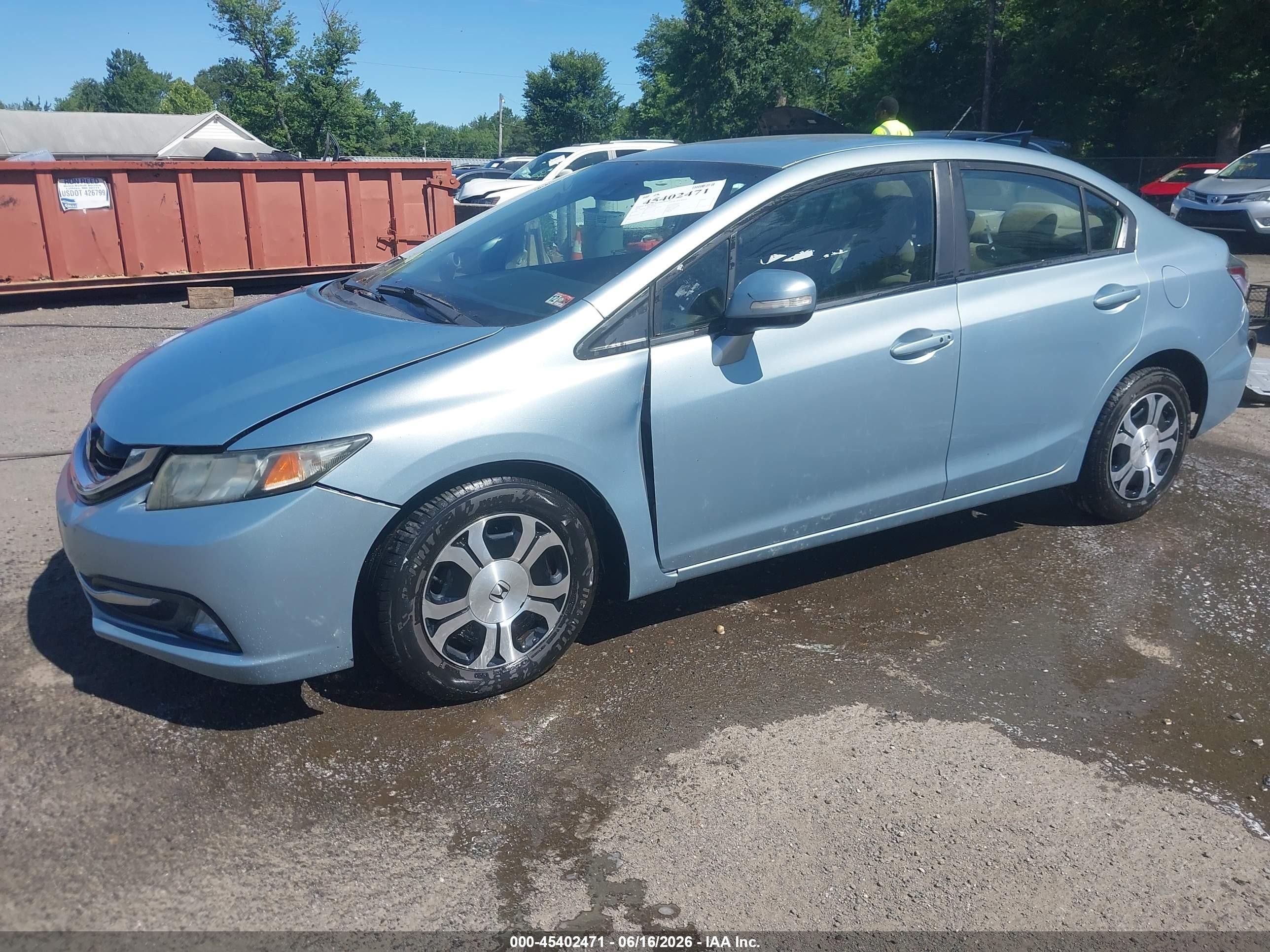 2014 Honda Civic Hybrid   Light Blue vin: 19XFB4F35EE001558