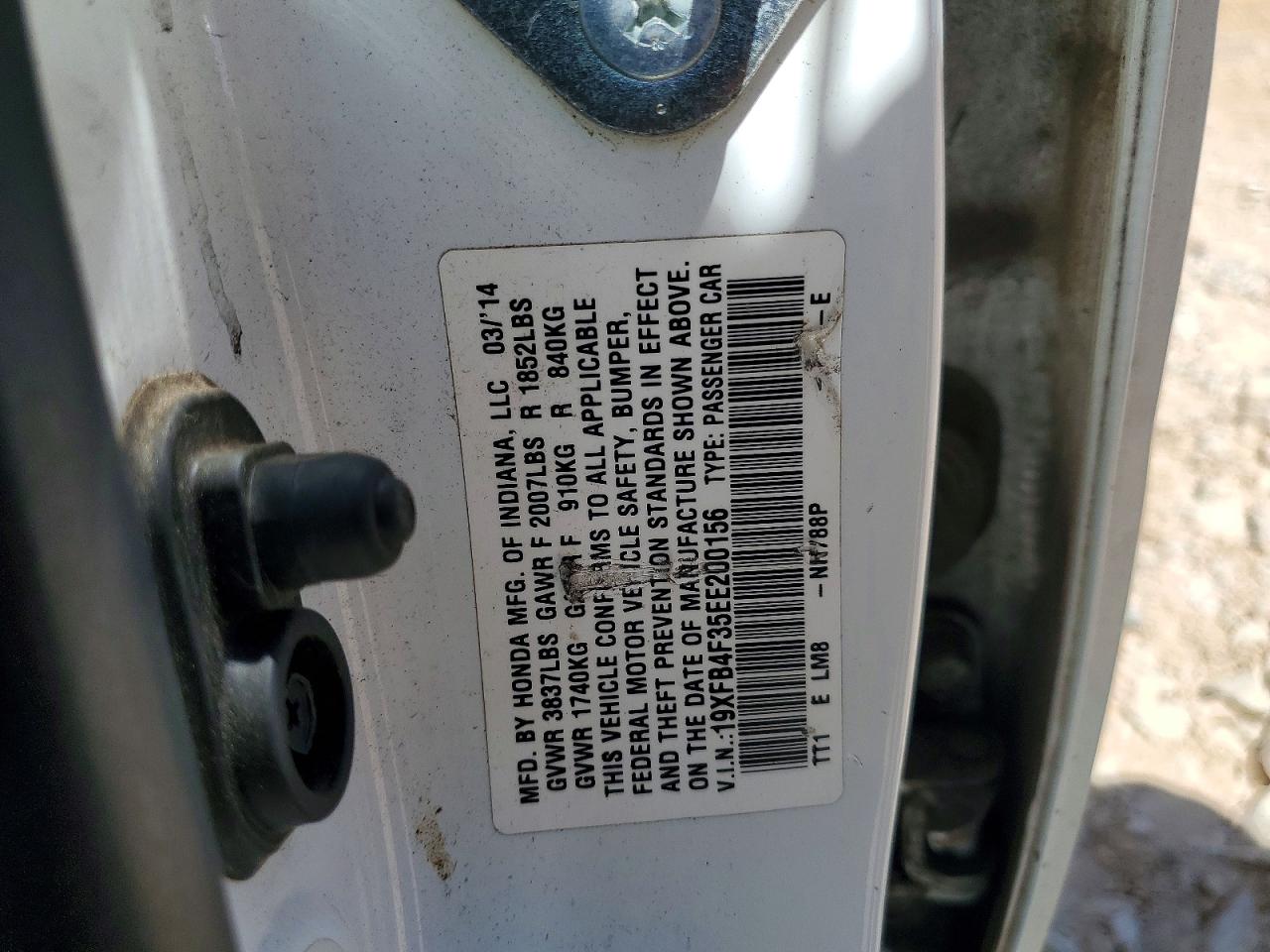 2014 Honda Civic Hybrid L White vin: 19XFB4F35EE200156