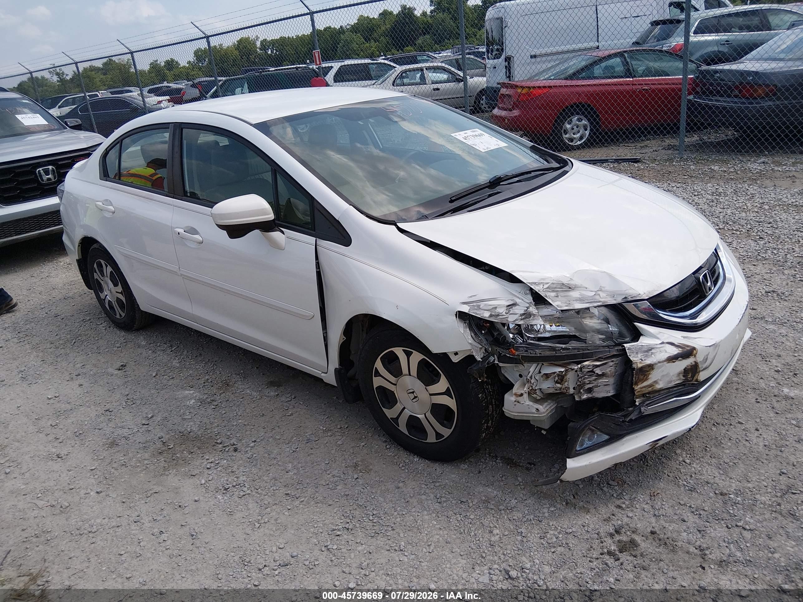 2014 Honda Civic Hybrid   Белый vin: 19XFB4F36EE000807