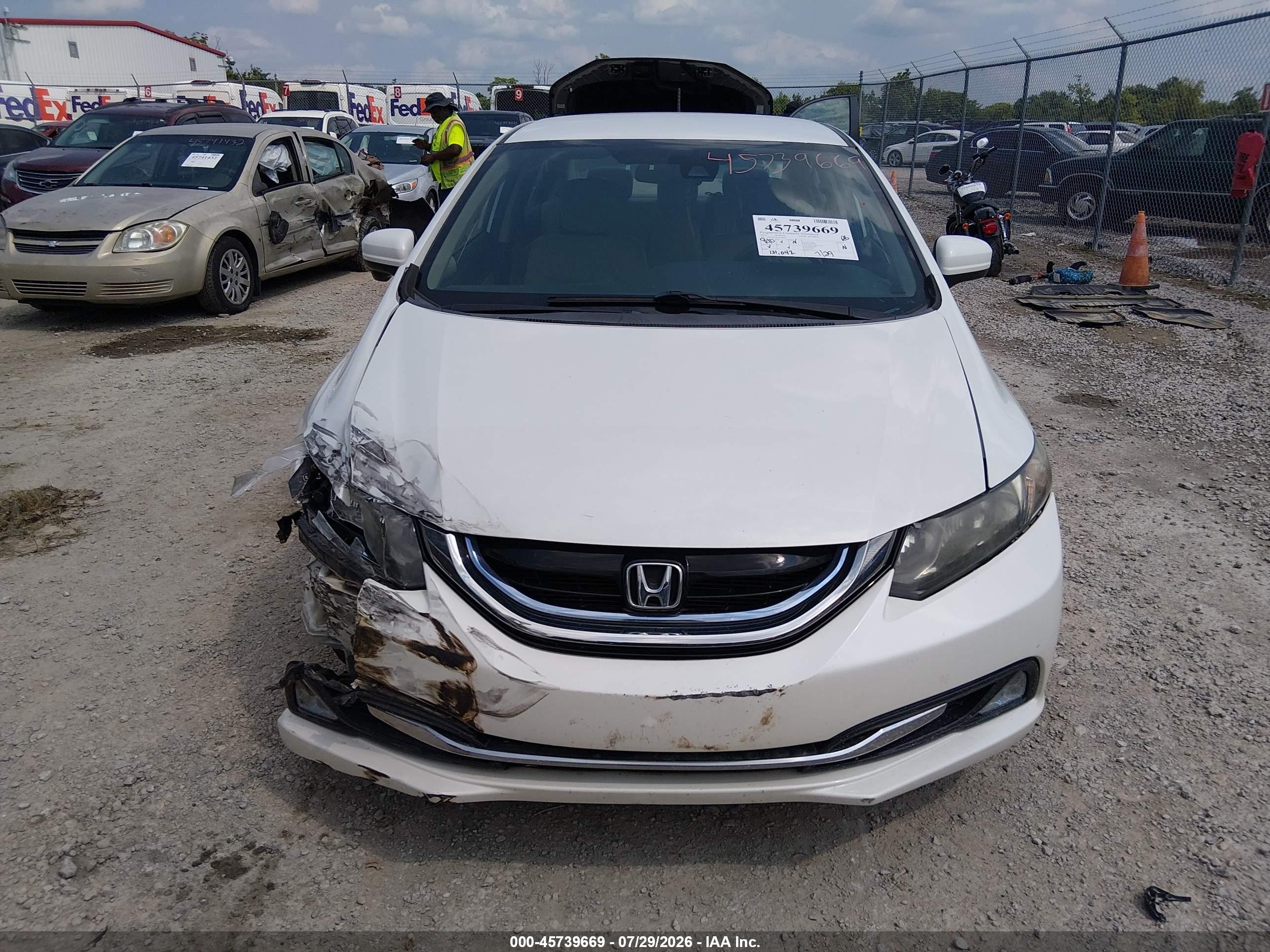 2014 Honda Civic Hybrid   Белый vin: 19XFB4F36EE000807