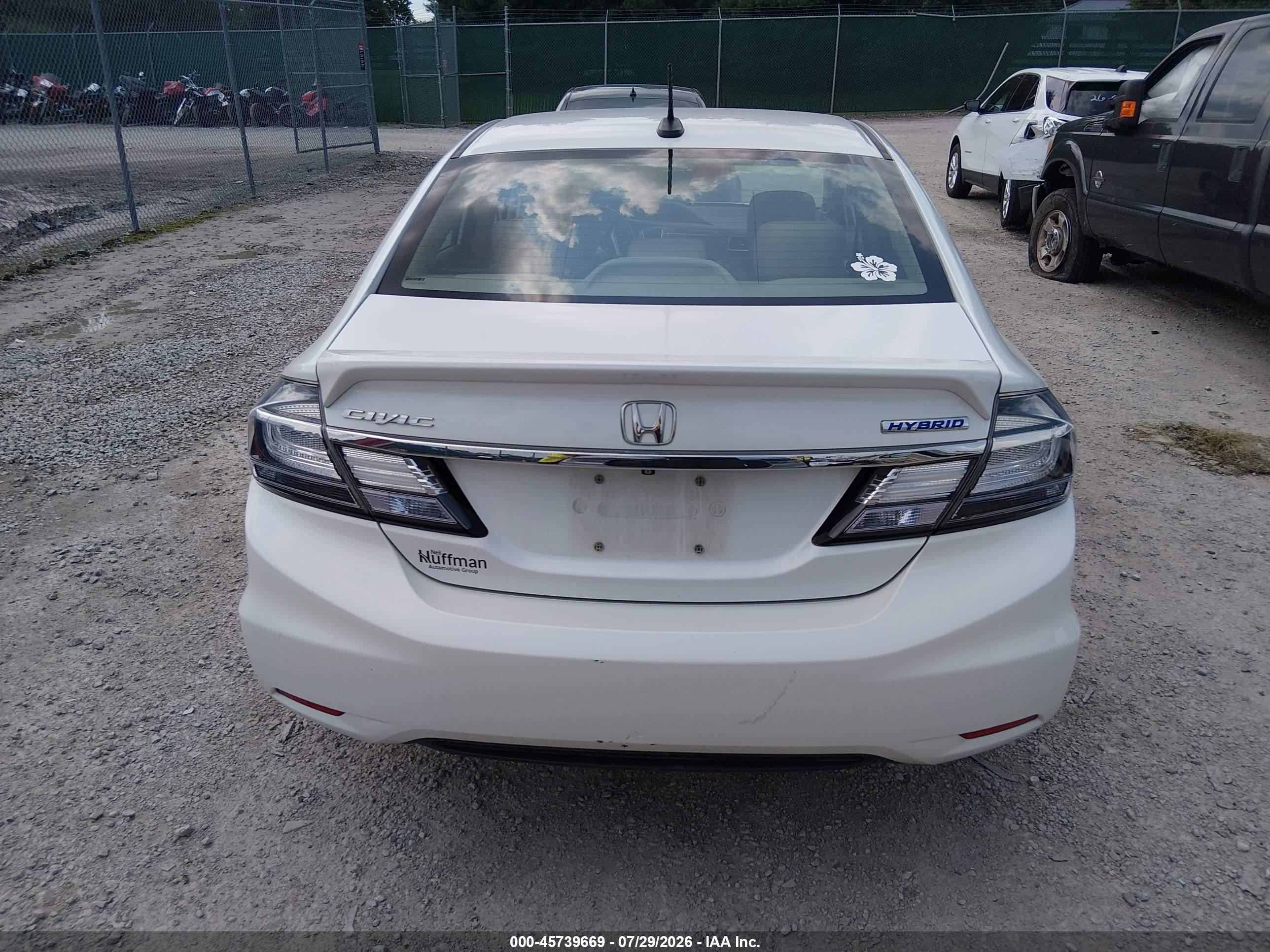 2014 Honda Civic Hybrid   Белый vin: 19XFB4F36EE000807