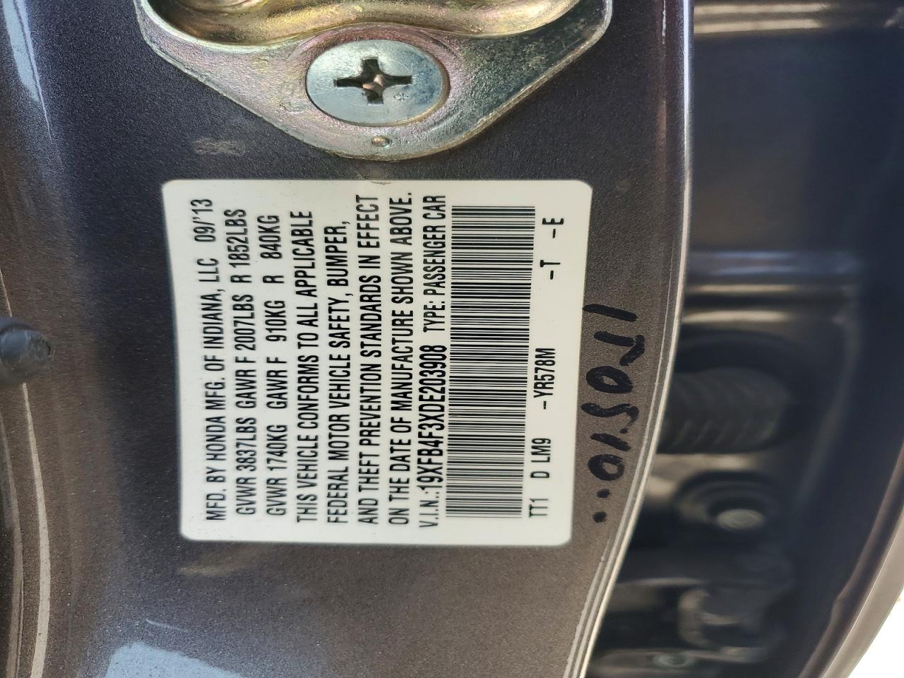 2013 Honda Civic Hybrid L Gray vin: 19XFB4F3XDE203908