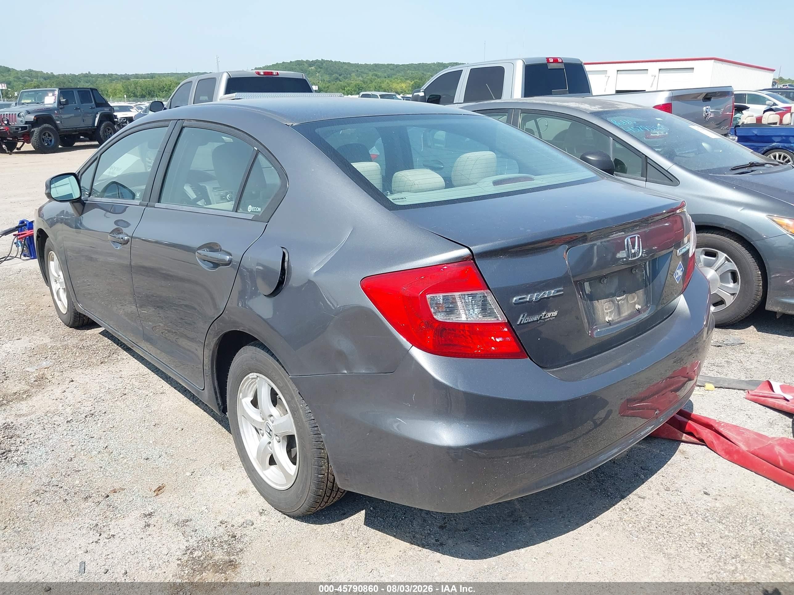 2012 Honda Civic Natural Gas Серый vin: 19XFB5F52CE002834