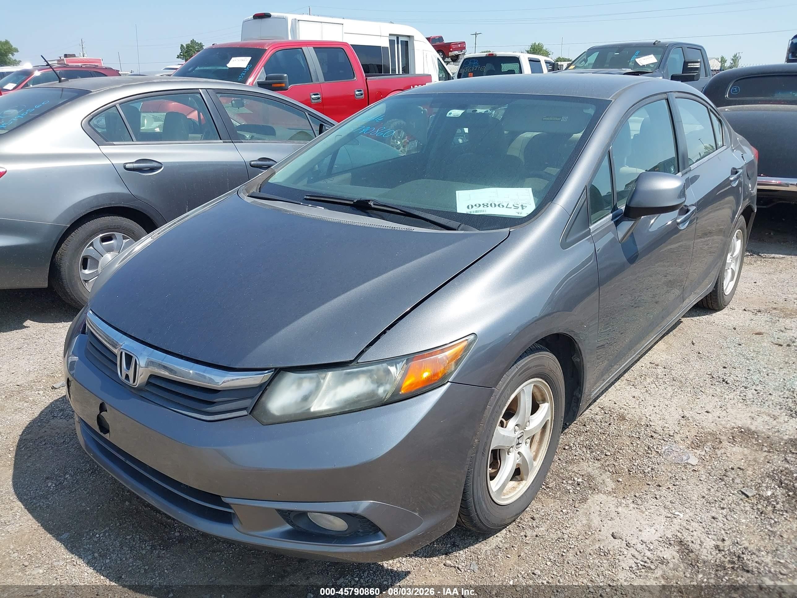 2012 Honda Civic Natural Gas Серый vin: 19XFB5F52CE002834