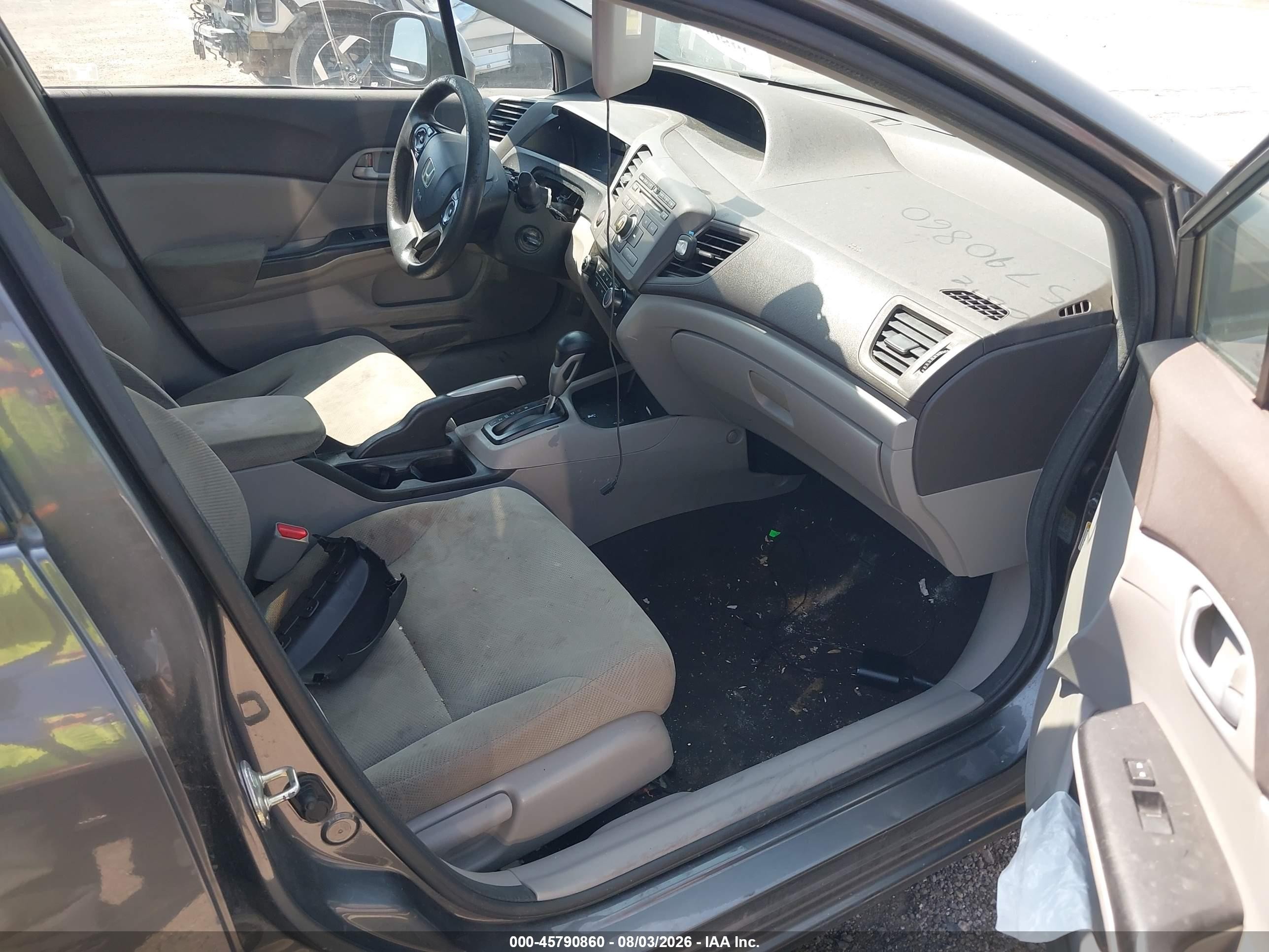 2012 Honda Civic Natural Gas Серый vin: 19XFB5F52CE002834