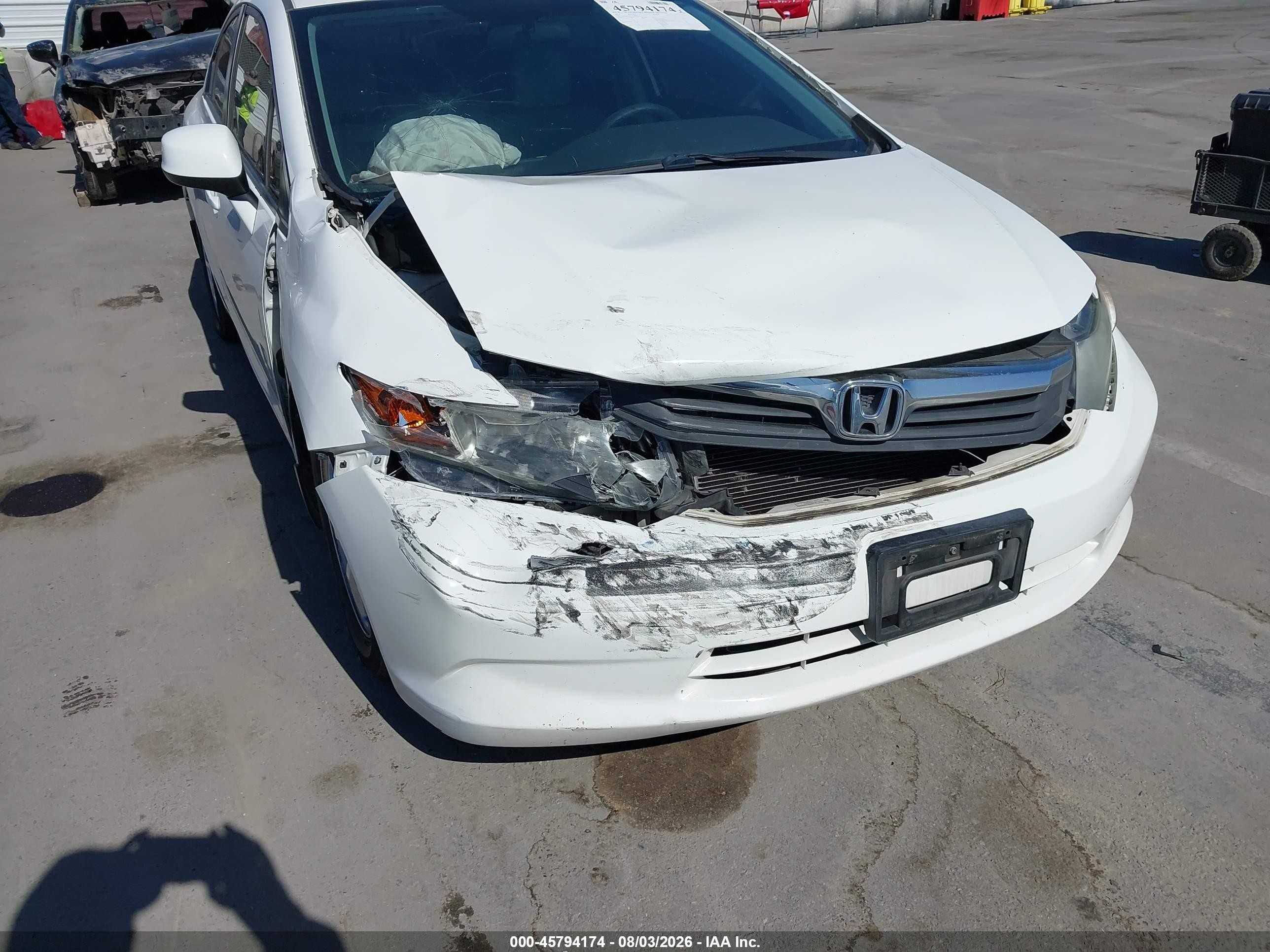 2012 Honda Civic Natural Gas White vin: 19XFB5F55CE000821