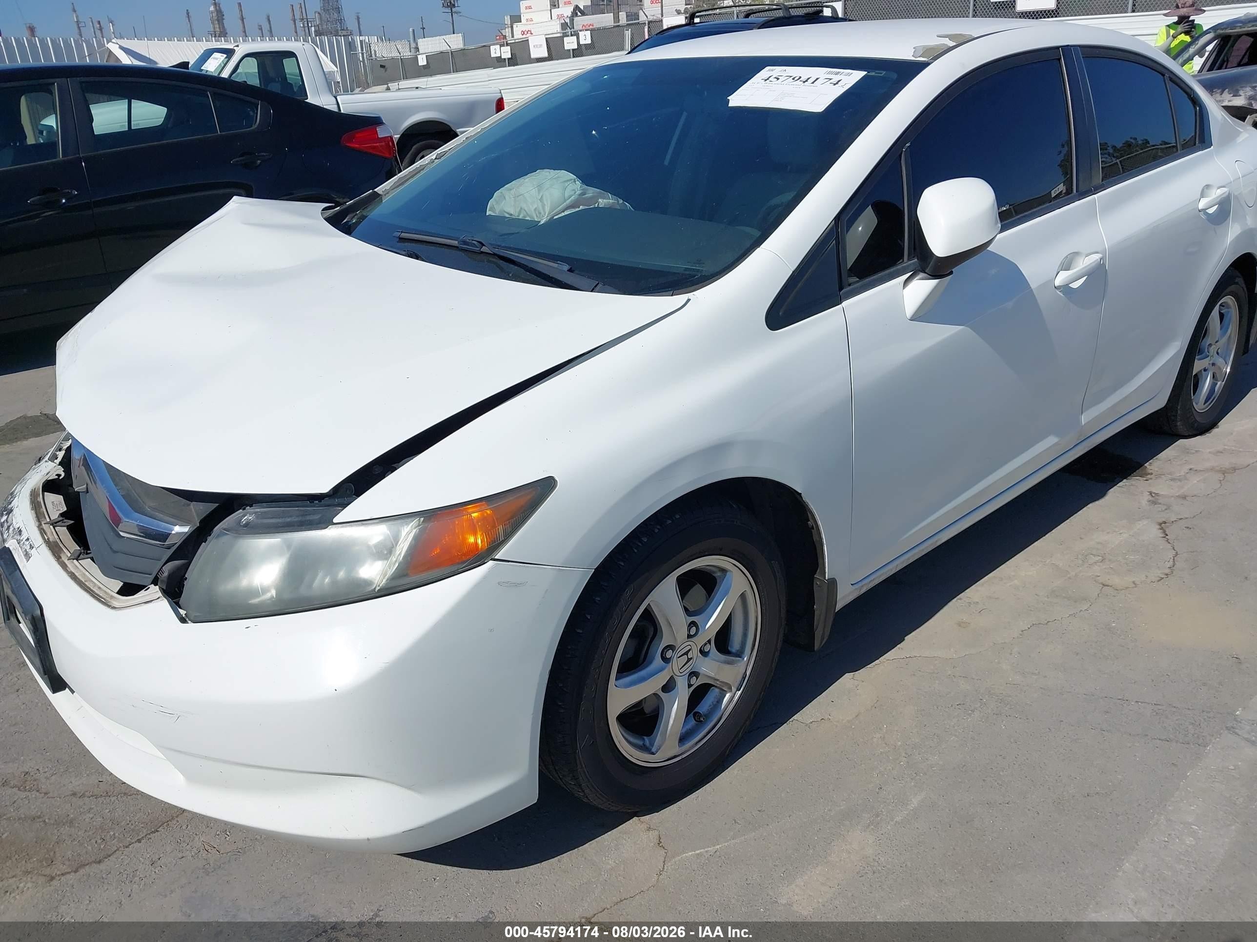 2012 Honda Civic Natural Gas White vin: 19XFB5F55CE000821