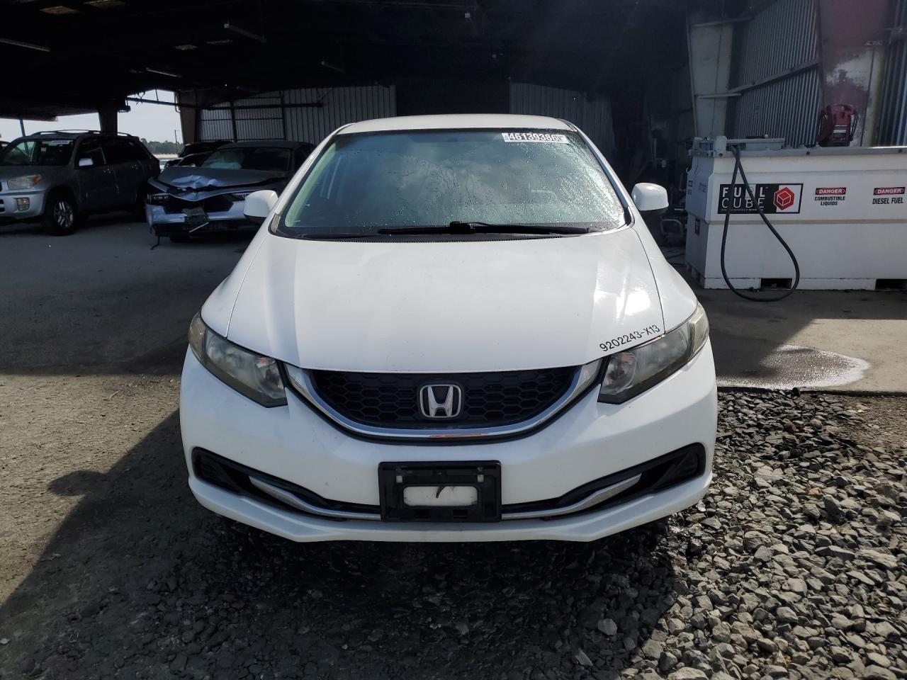 2013 Honda Civic Natural Gas White vin: 19XFB5F55DE000061 Damage: Left Head Lamp, Faded, Repair Required