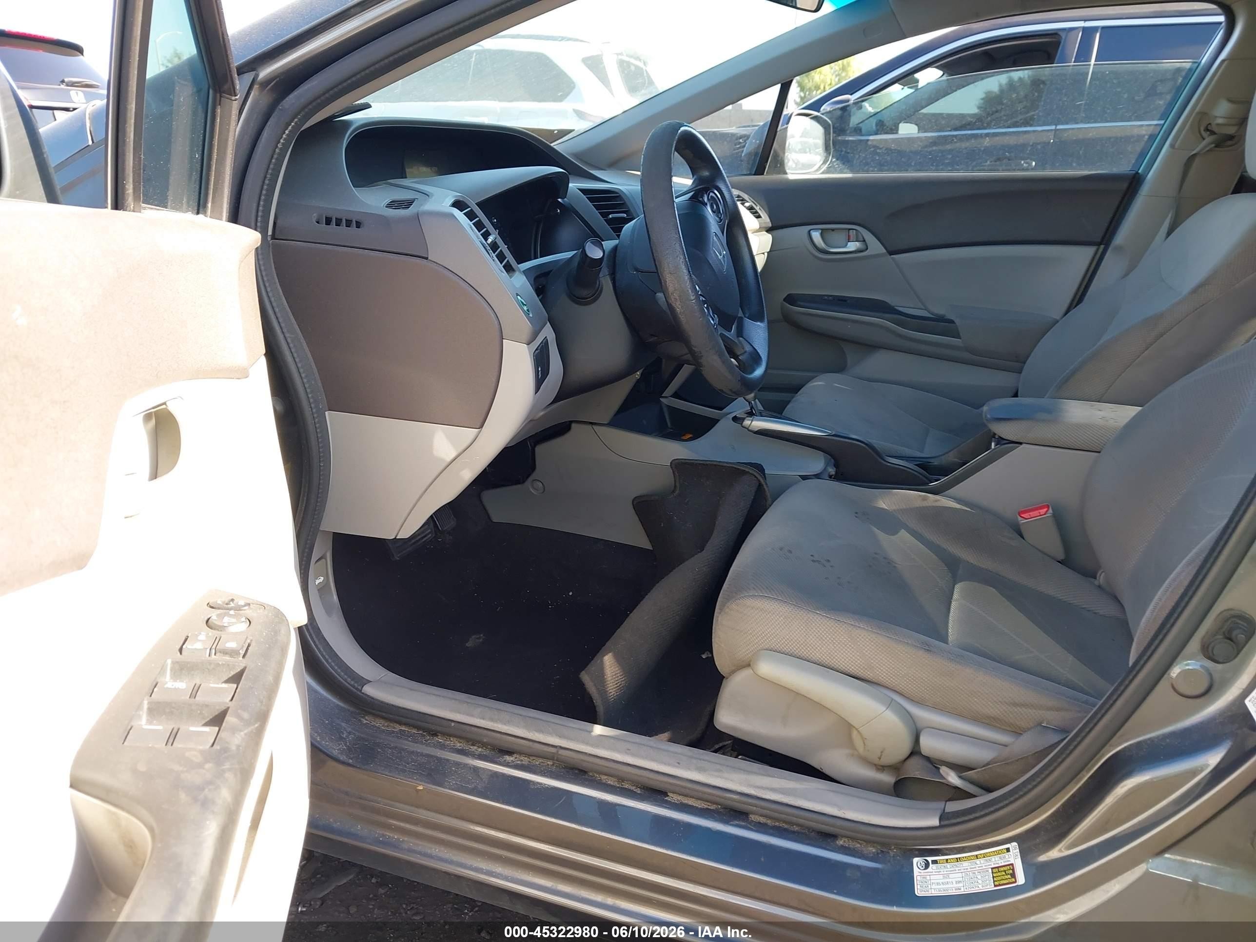 2012 Honda Civic Natural Gas Gray vin: 19XFB5F56CE002836