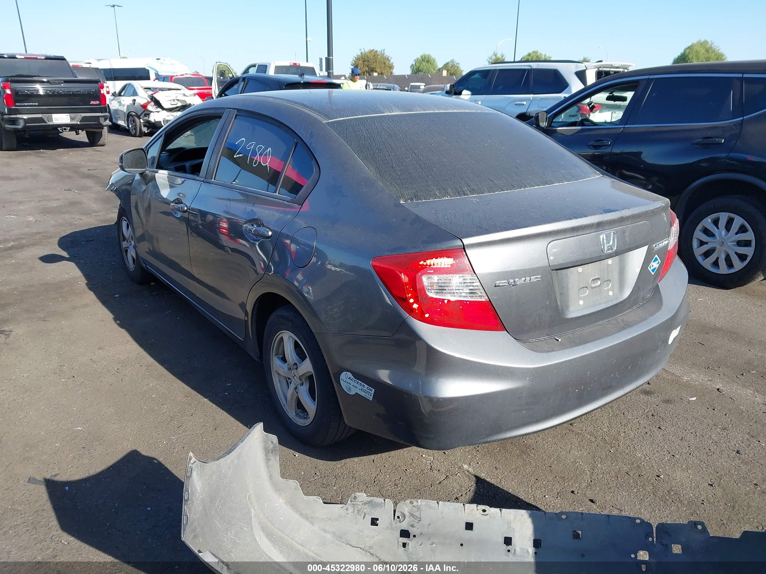 2012 Honda Civic Natural Gas Gray vin: 19XFB5F56CE002836