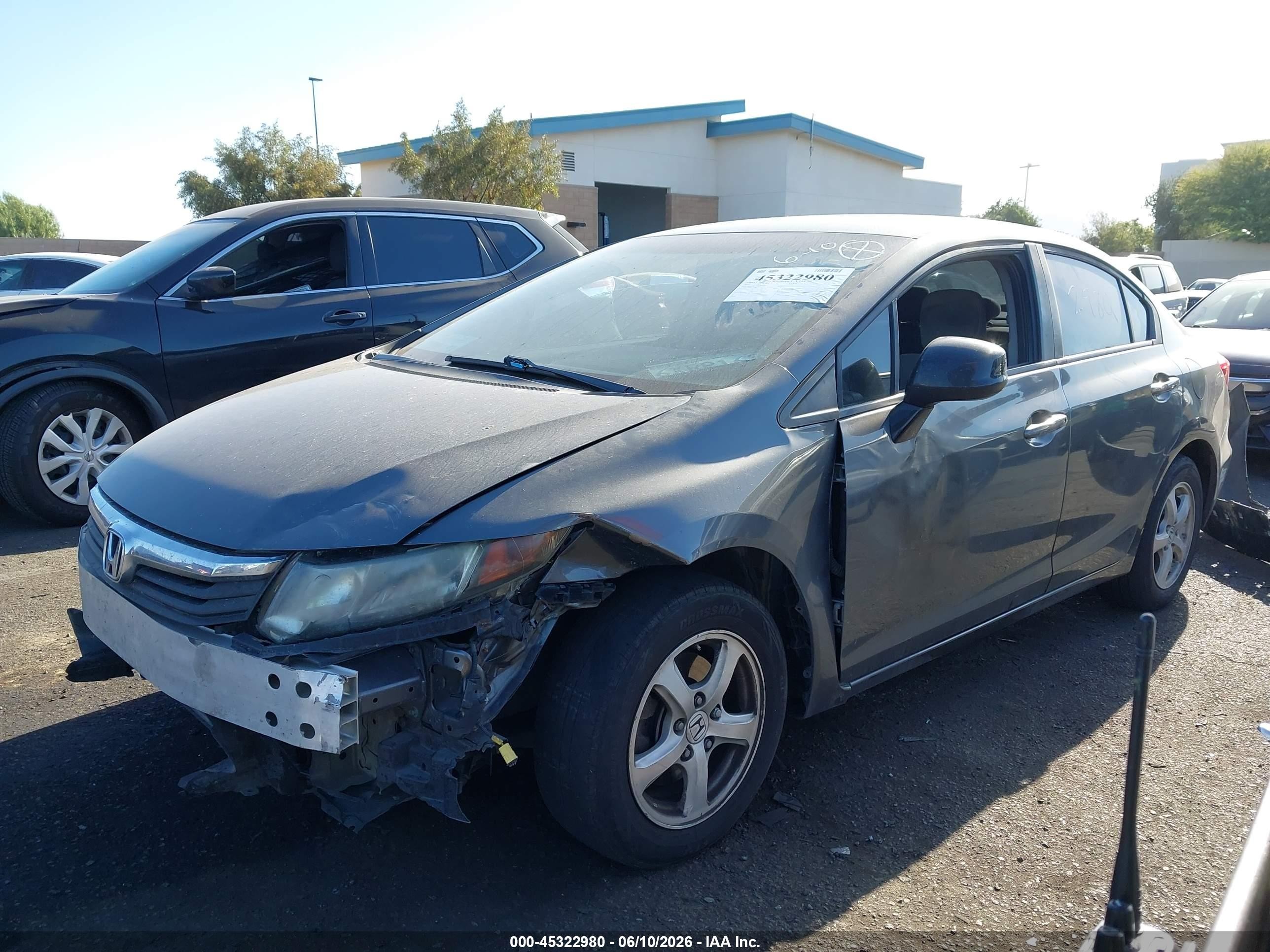 2012 Honda Civic Natural Gas Gray vin: 19XFB5F56CE002836