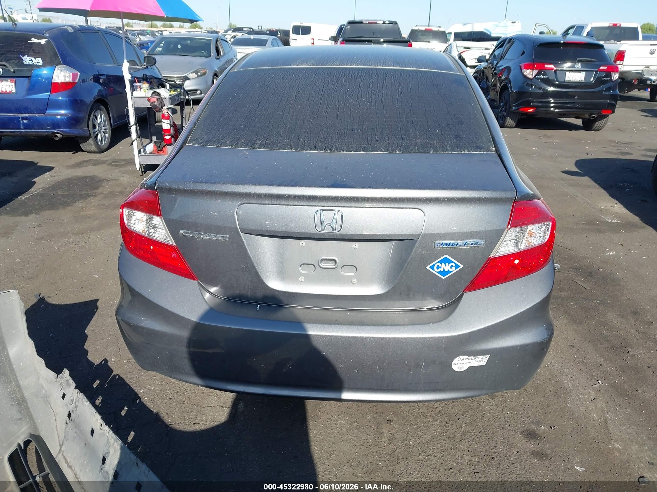 2012 Honda Civic Natural Gas Gray vin: 19XFB5F56CE002836