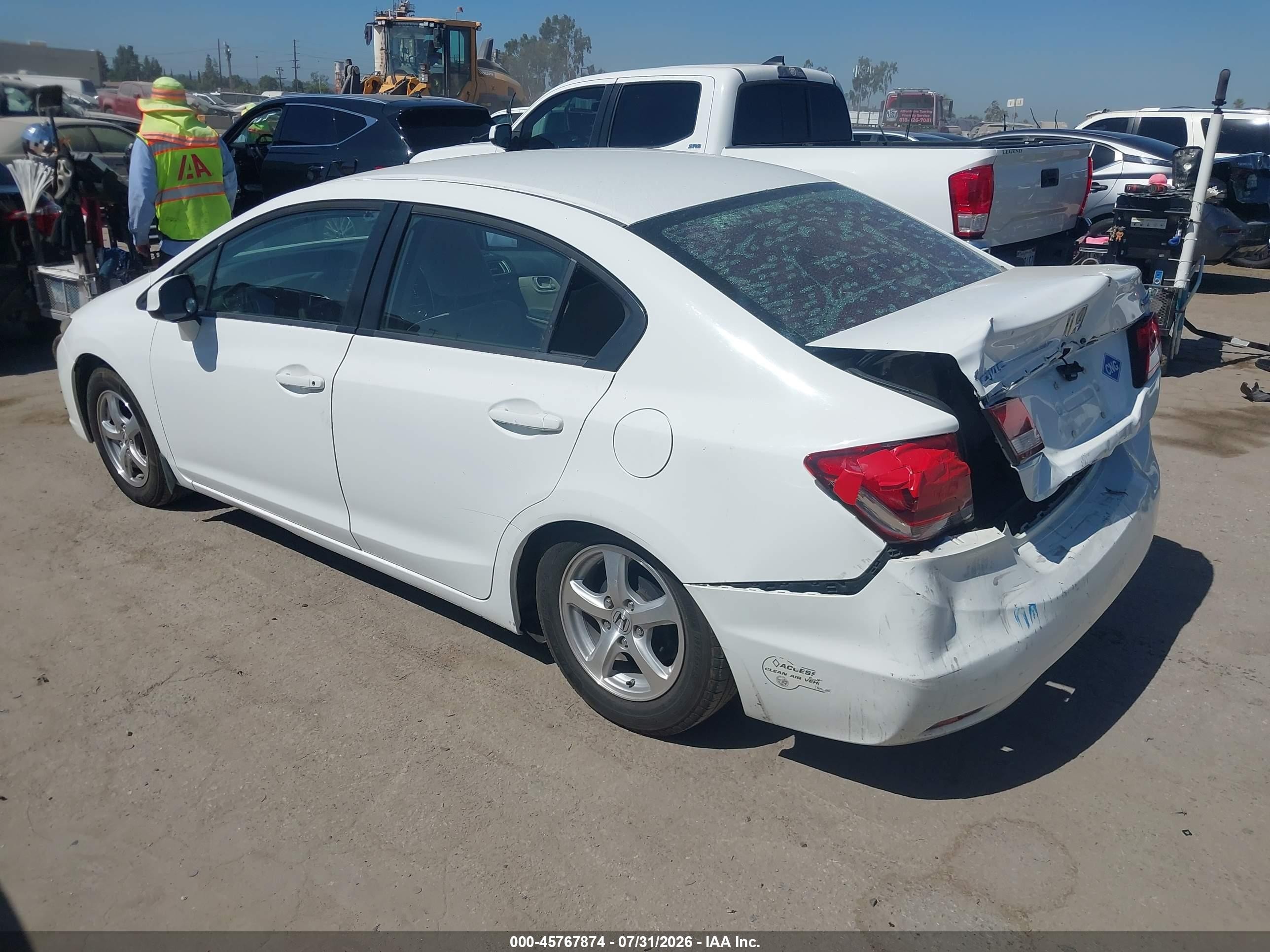 2013 Honda Civic Natural Gas Белый vin: 19XFB5F56DE000294
