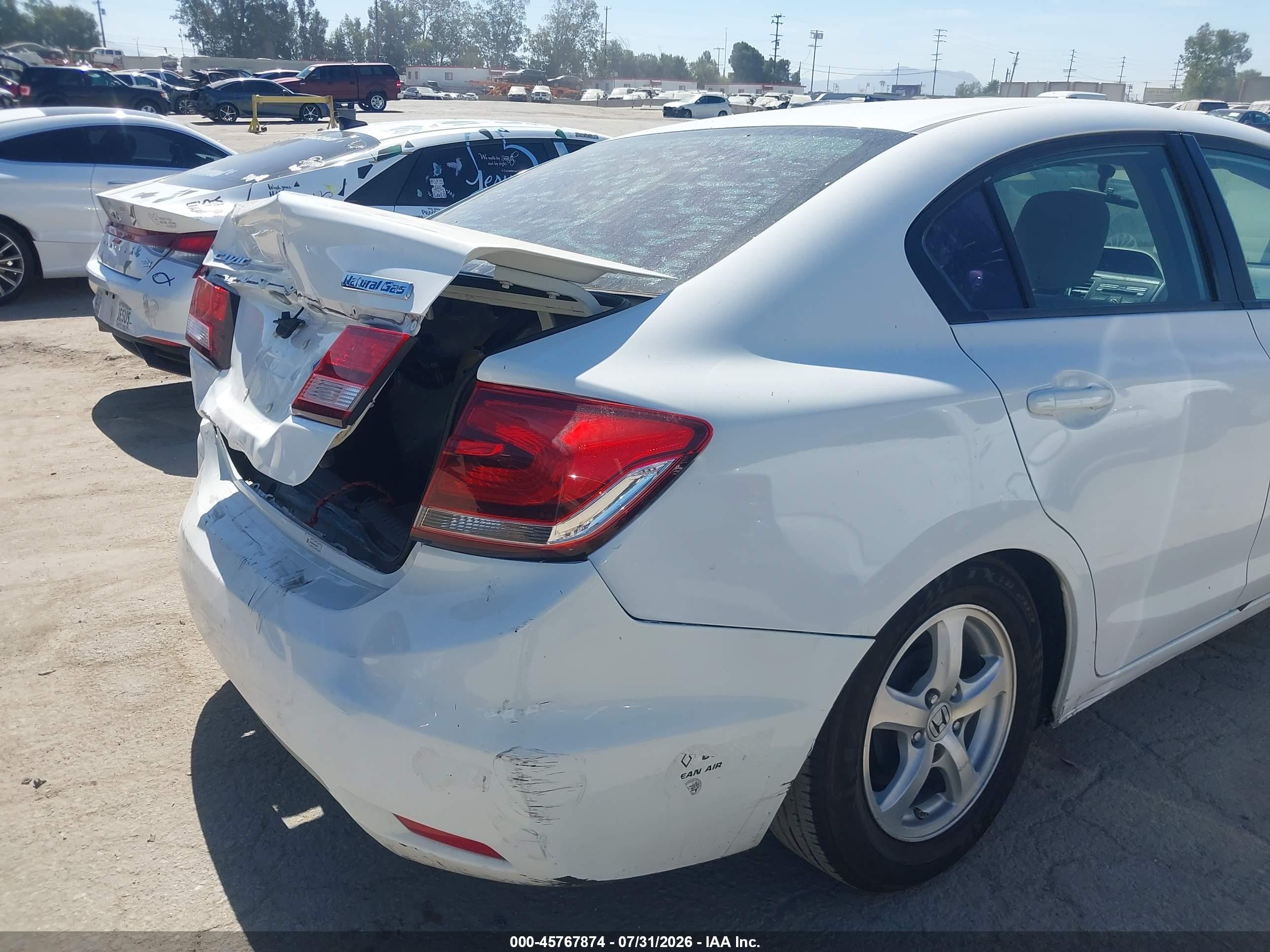2013 Honda Civic Natural Gas Белый vin: 19XFB5F56DE000294