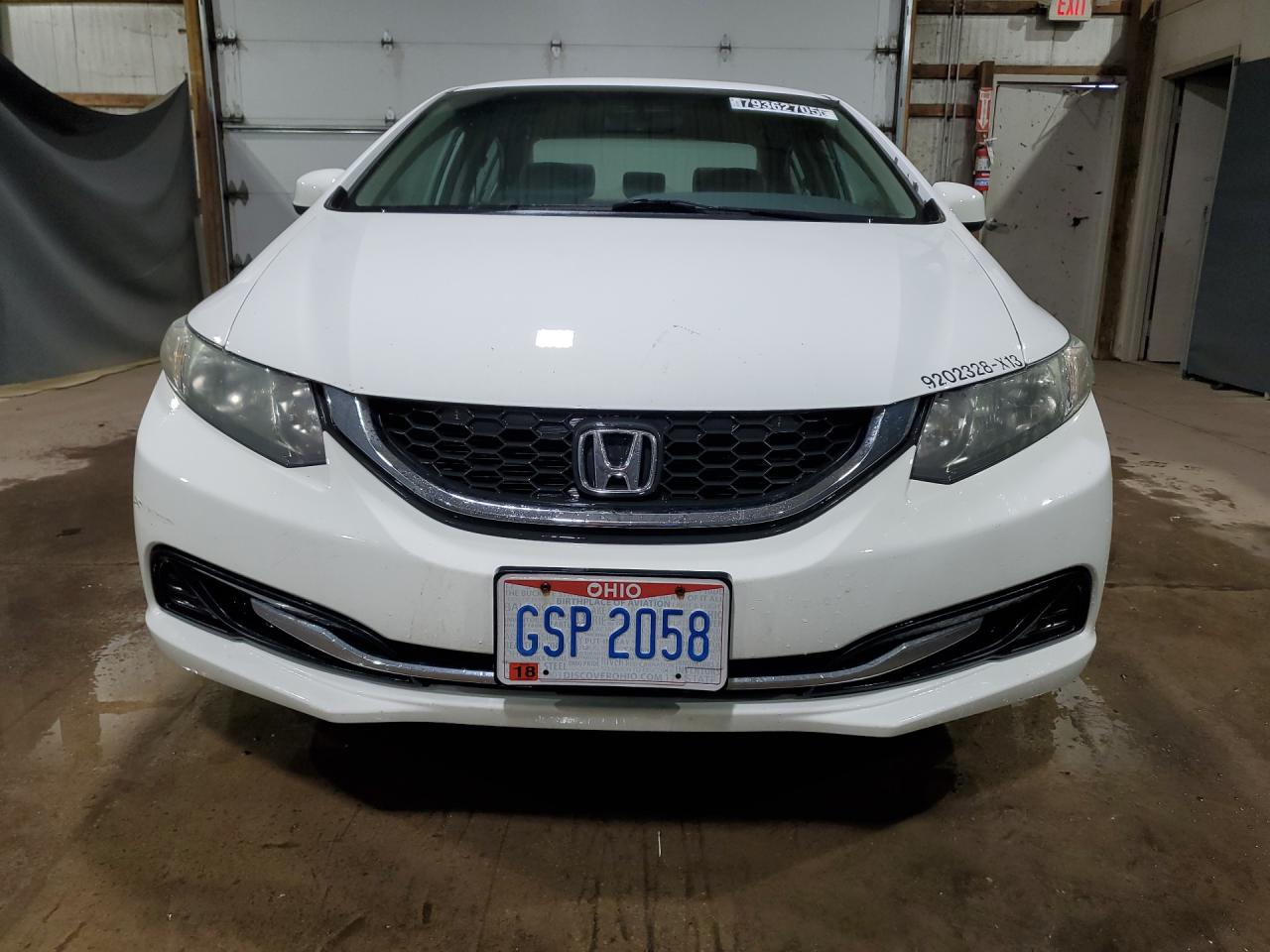 2013 Honda Civic Natural Gas White vin: 19XFB5F57DE000417 Damage: Left Head Lamp, Faded, Repair Required