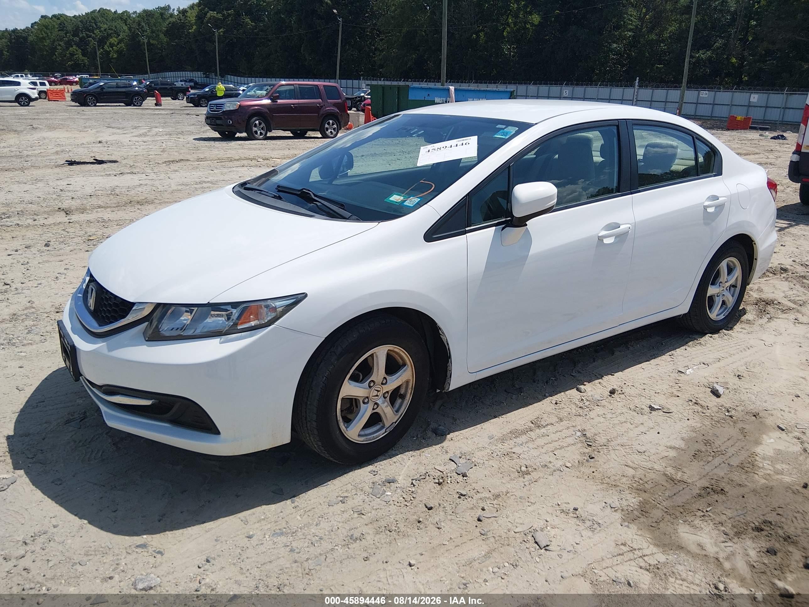 2015 Honda Civic Natural Gas White vin: 19XFB5F57FE000209