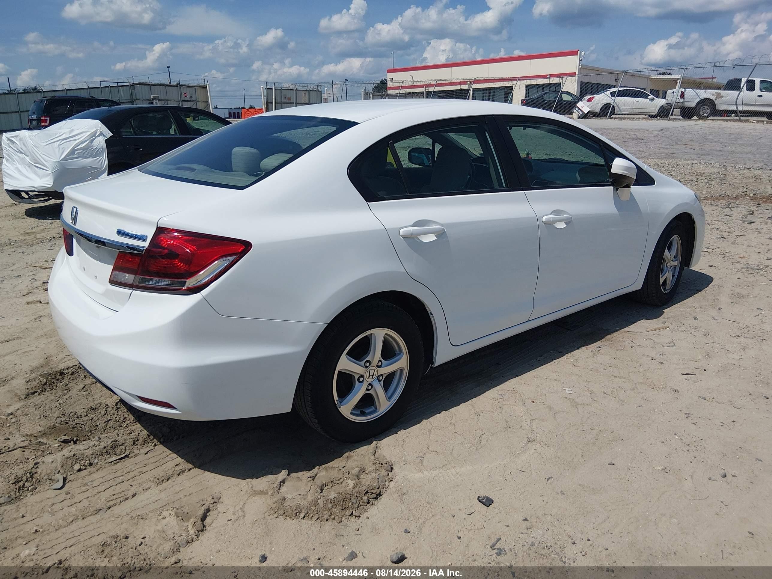 2015 Honda Civic Natural Gas White vin: 19XFB5F57FE000209